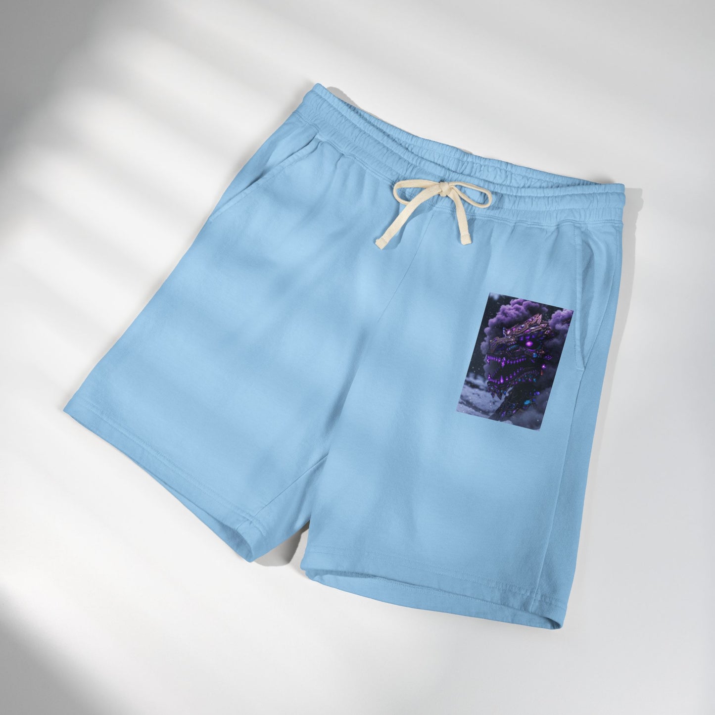 Lightweight Fleece Sweat Shorts with Purple Floral Pocket Print