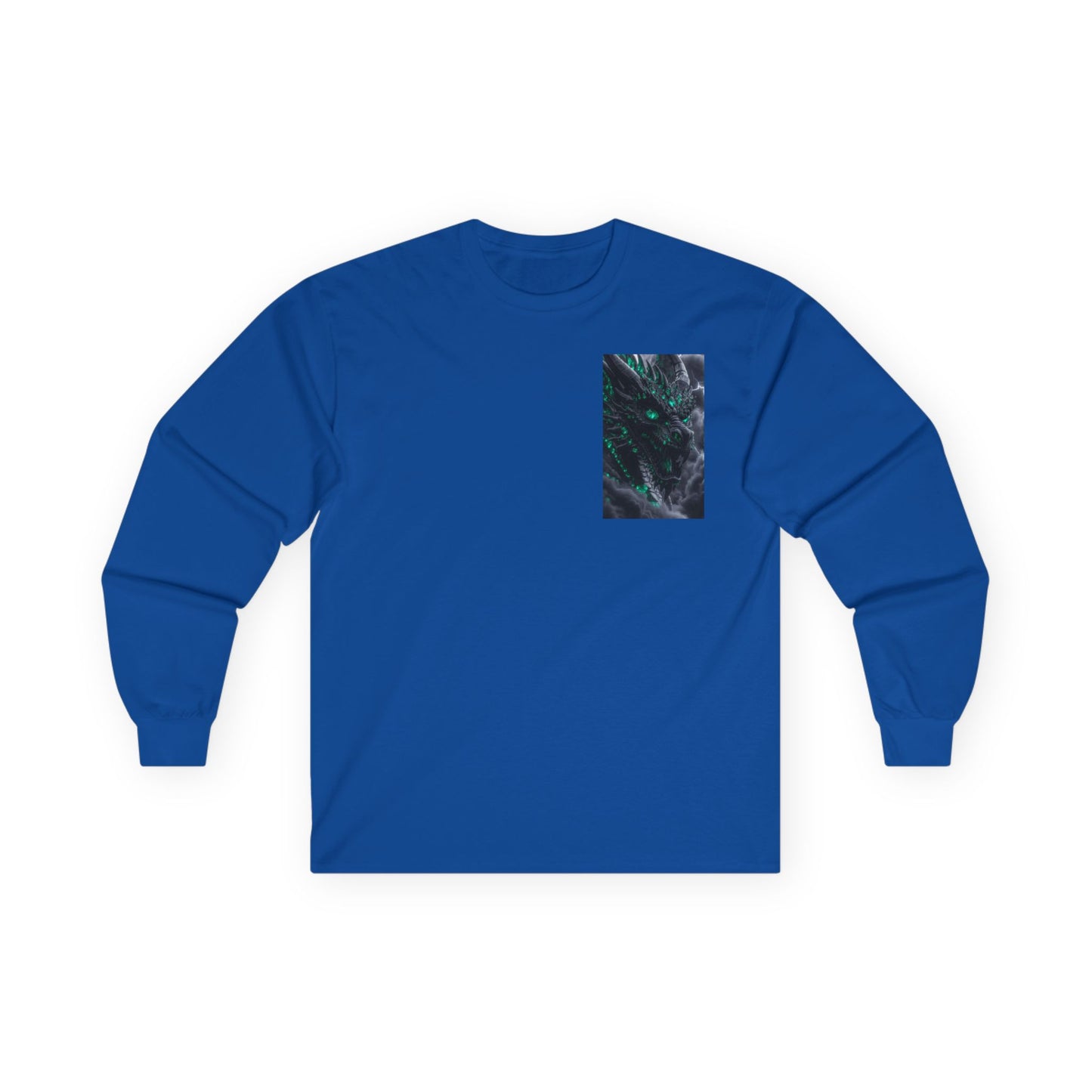 Long Sleeve Tee — Abstract Emerald Marble Pocket Design