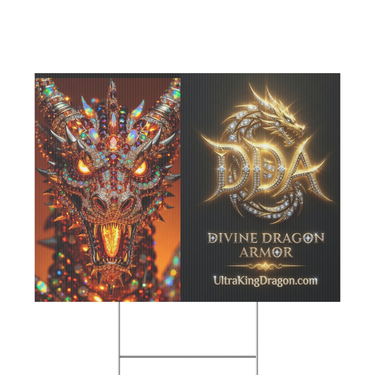 Dragon Collage Plastic Yard Sign — Mythical Fantasy Outdoor Decor