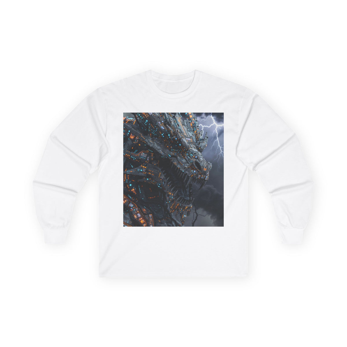 A Long Sleeve Tee — Moody Ocean Cliff Photo Pocket Print
