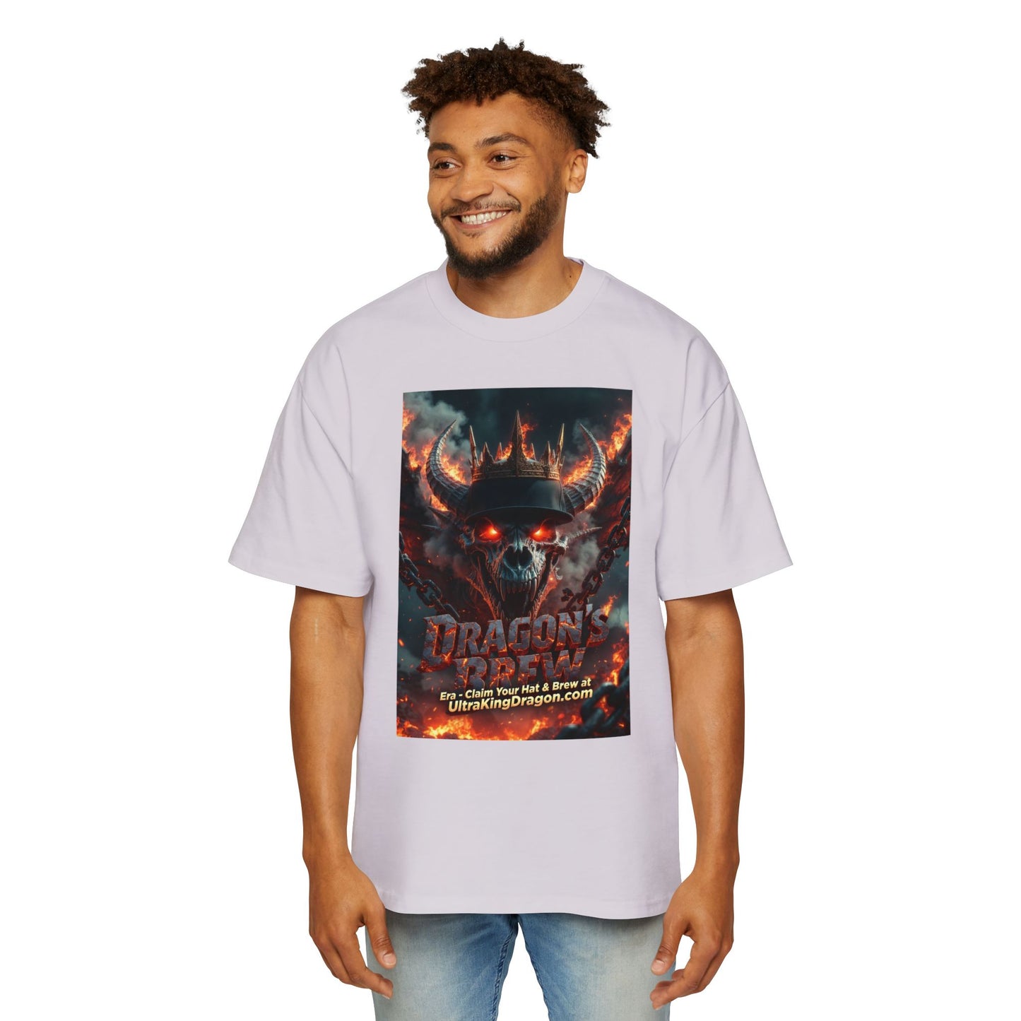Dragon Skull Graphic Tee — Heavy Oversized Men's Fantasy T-Shirt