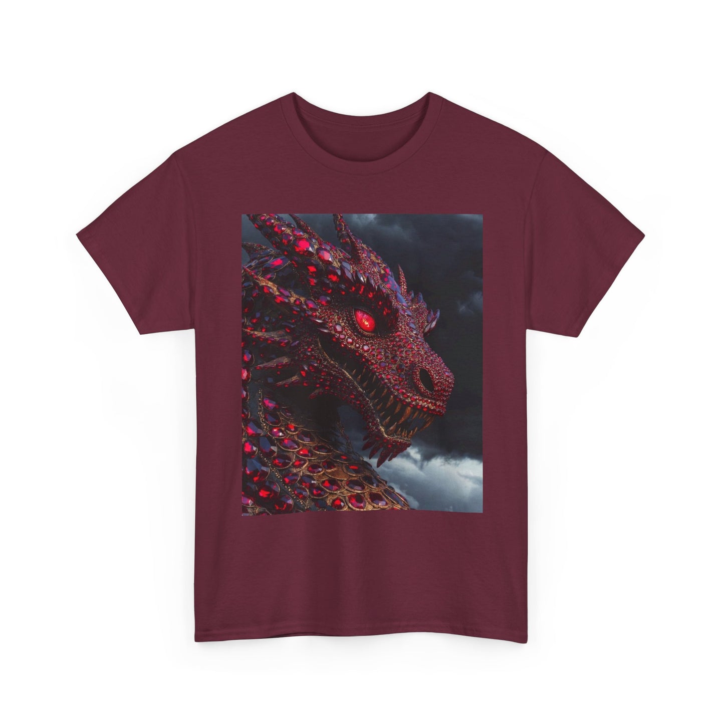 Dragon Portrait T-Shirt — Fiery Red Fantasy Dragon Graphic Tee