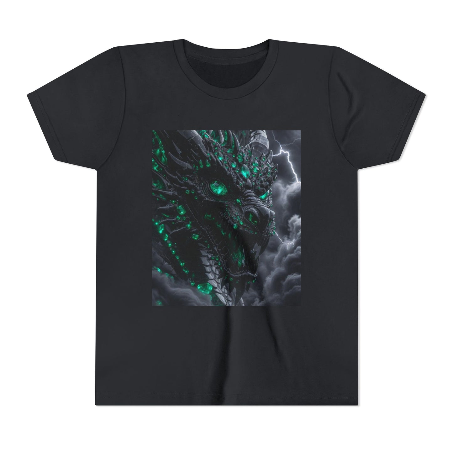 A Top selling Dragon Storm Youth Tee — Neon Green Dragon Illustration Graphic T-Shirt