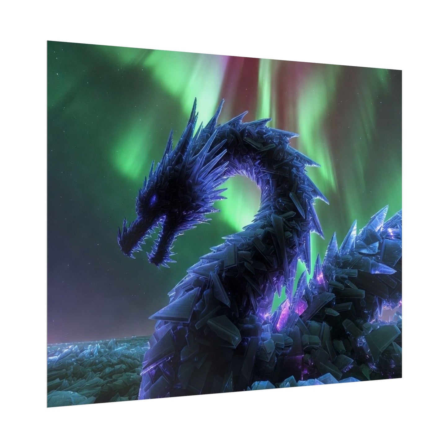 Aurora Crystal Dragon Poster — Fantasy Wall Art Print