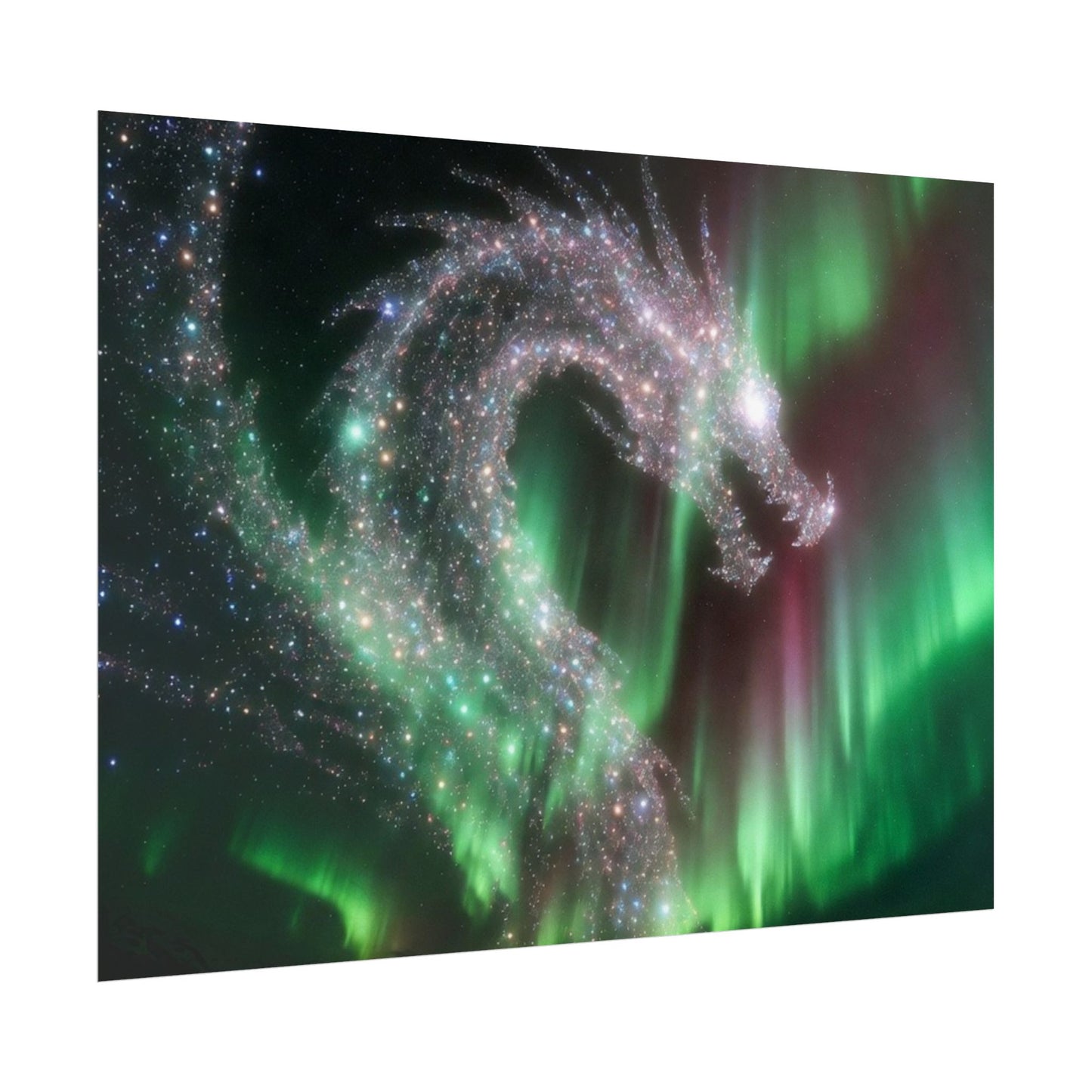 Aurora Dragon Poster — Northern Lights Fantasy Art Print