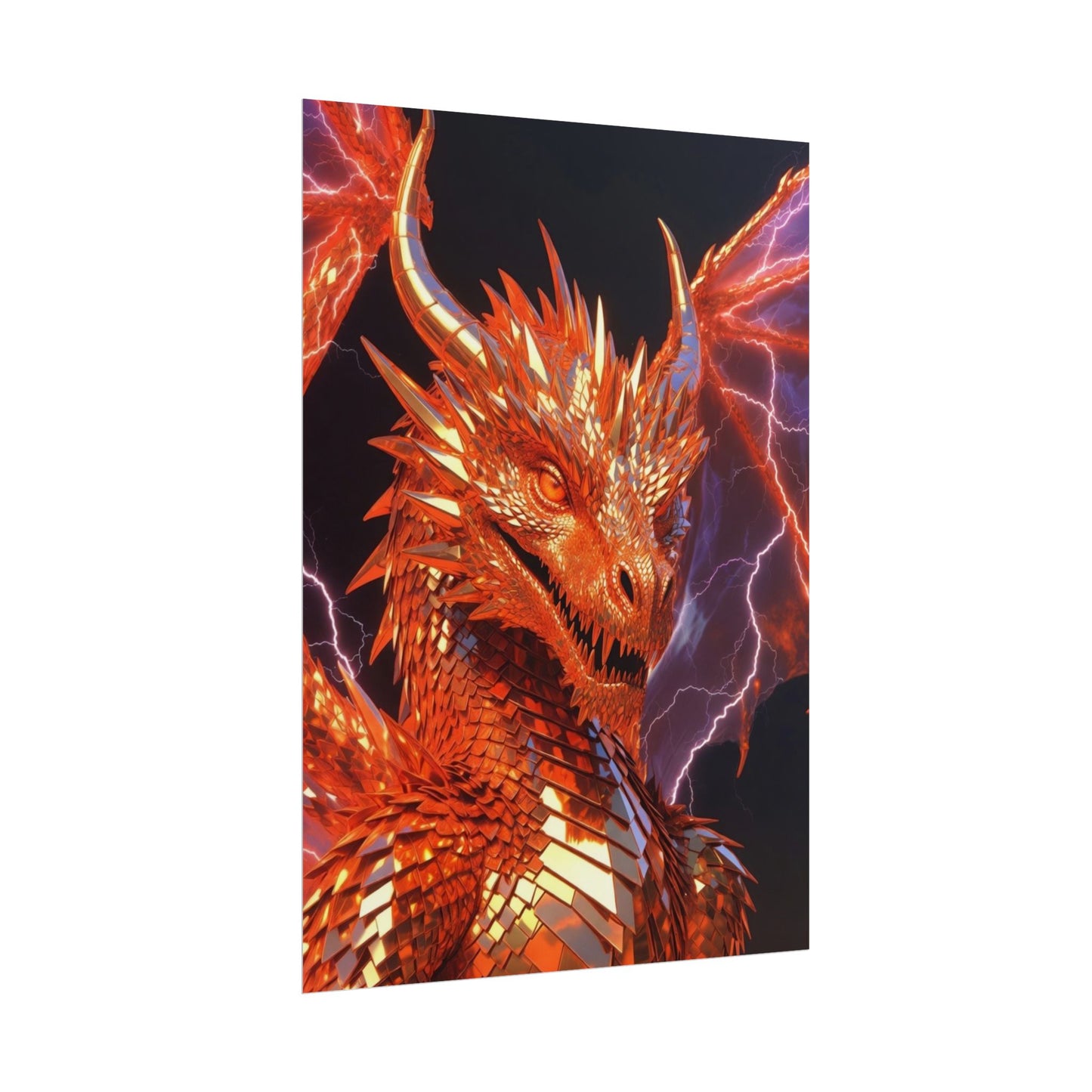 Orange Lightning Dragon Poster — Fantasy Wall Art for Gamers & Fans