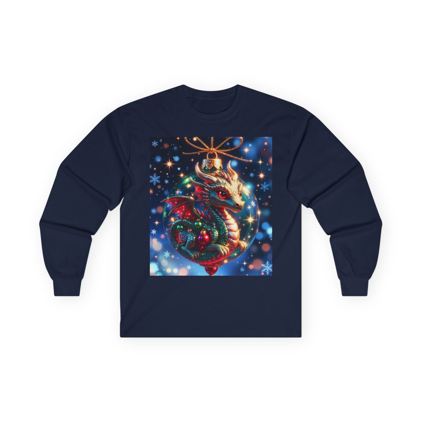 Christmas Dragon Heart Long Sleeve Tee — Festive Fantasy Christmas Dragon Design
