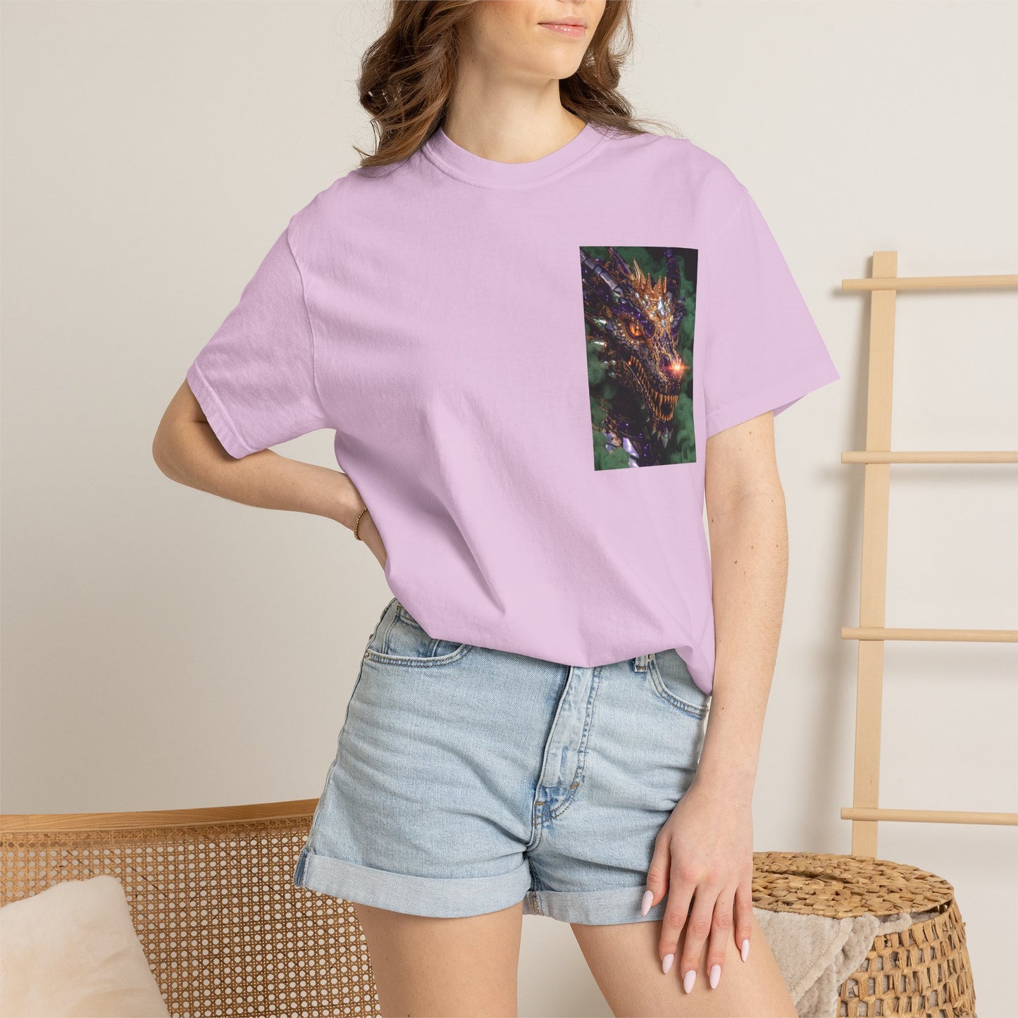 Dragon Pocket Graphic T‑Shirt — Fiery Fantasy Chest Print