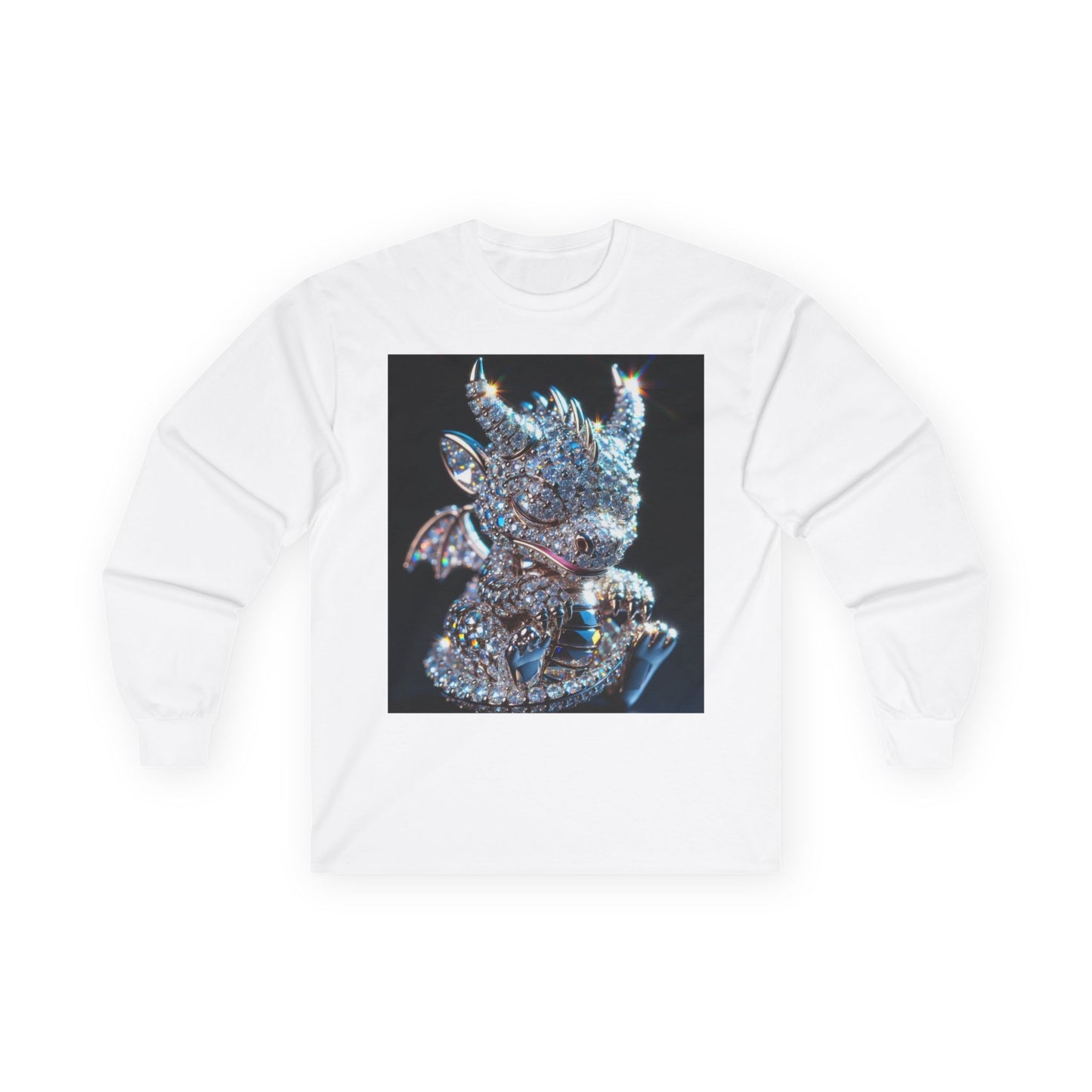 Dragon Head Long Sleeve Tee — Iridescent Fantasy Skull Graphic