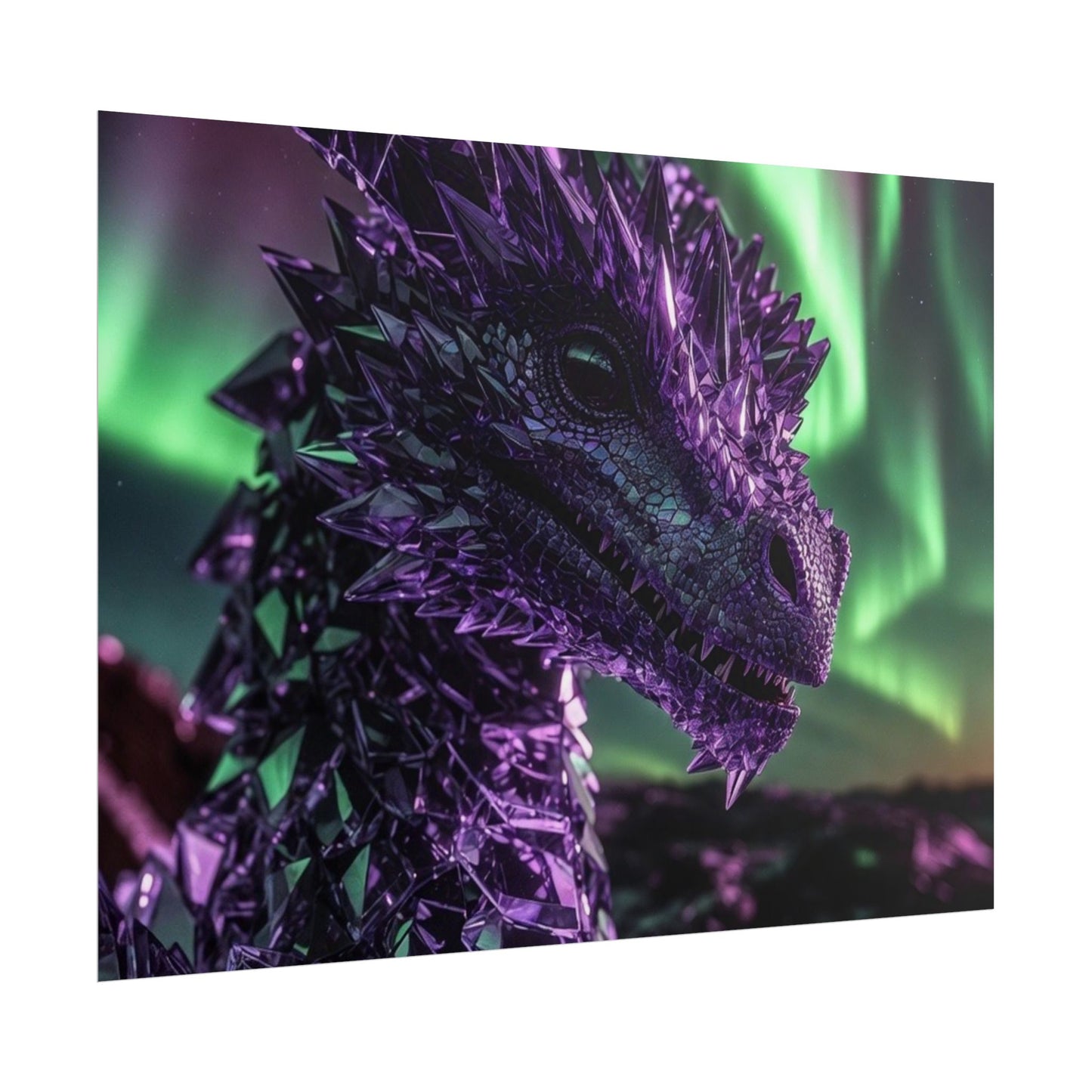 Aurora Dragon Rolled Poster — Purple Crystal Dragon Wall Art