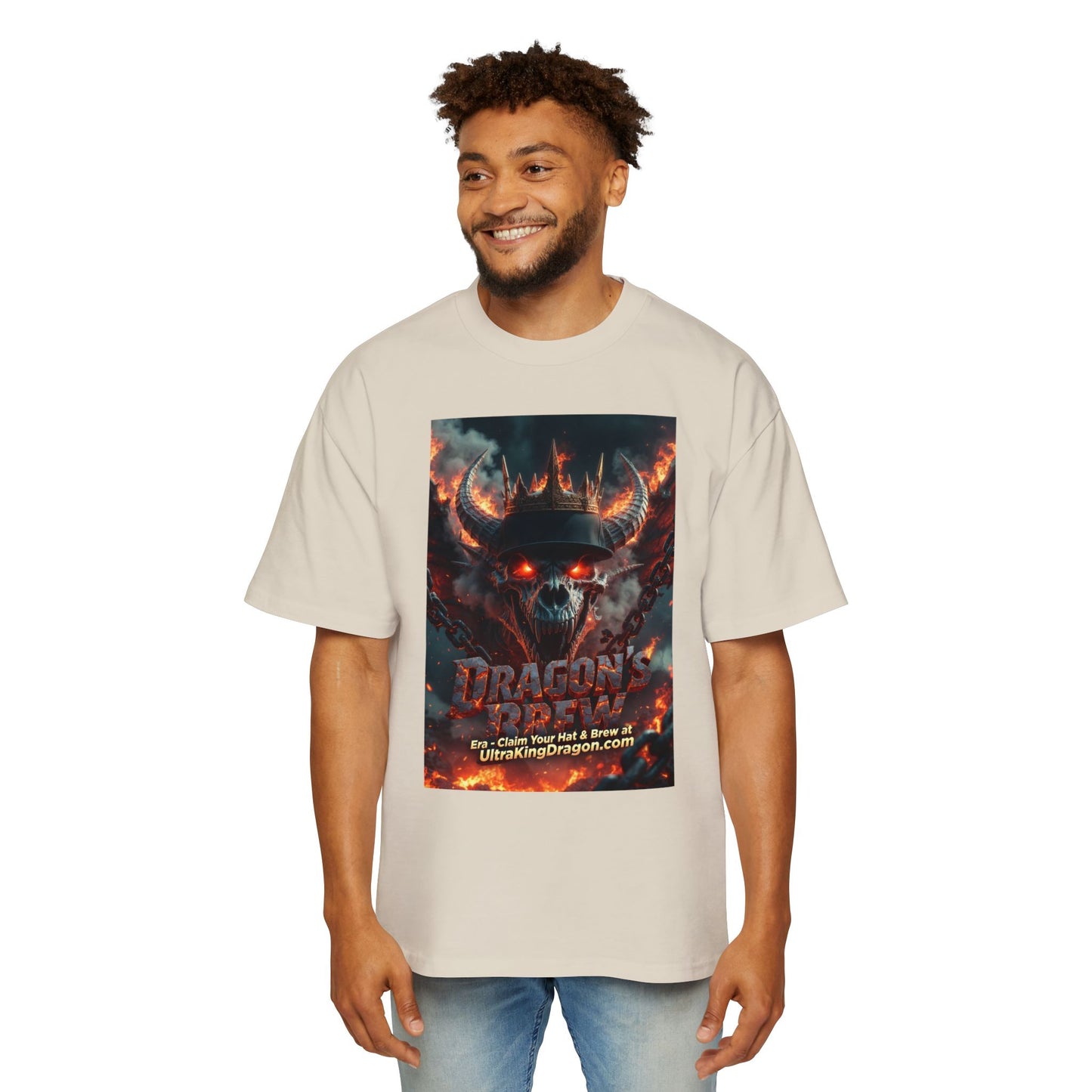 Dragon Skull Graphic Tee — Heavy Oversized Men's Fantasy T-Shirt