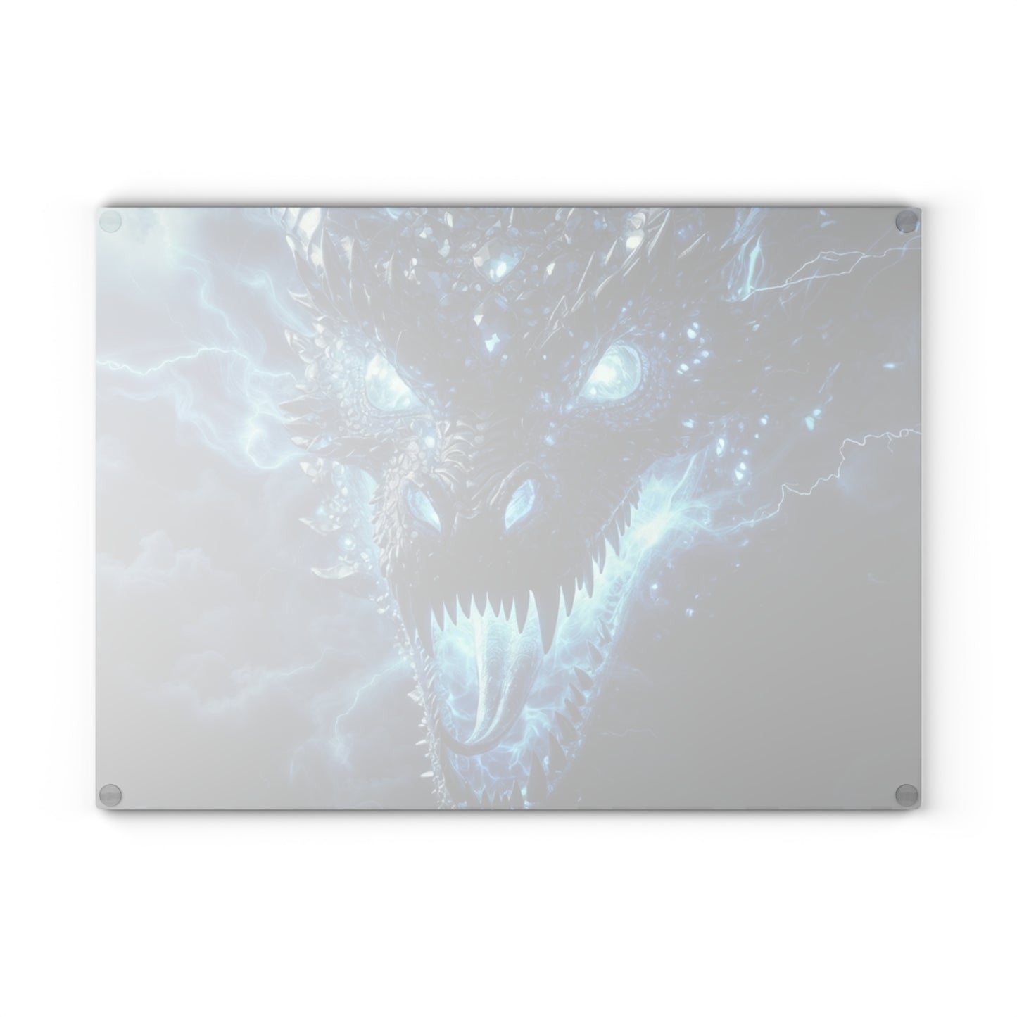 Glass Cutting Board — Electric Blue Dragon Design