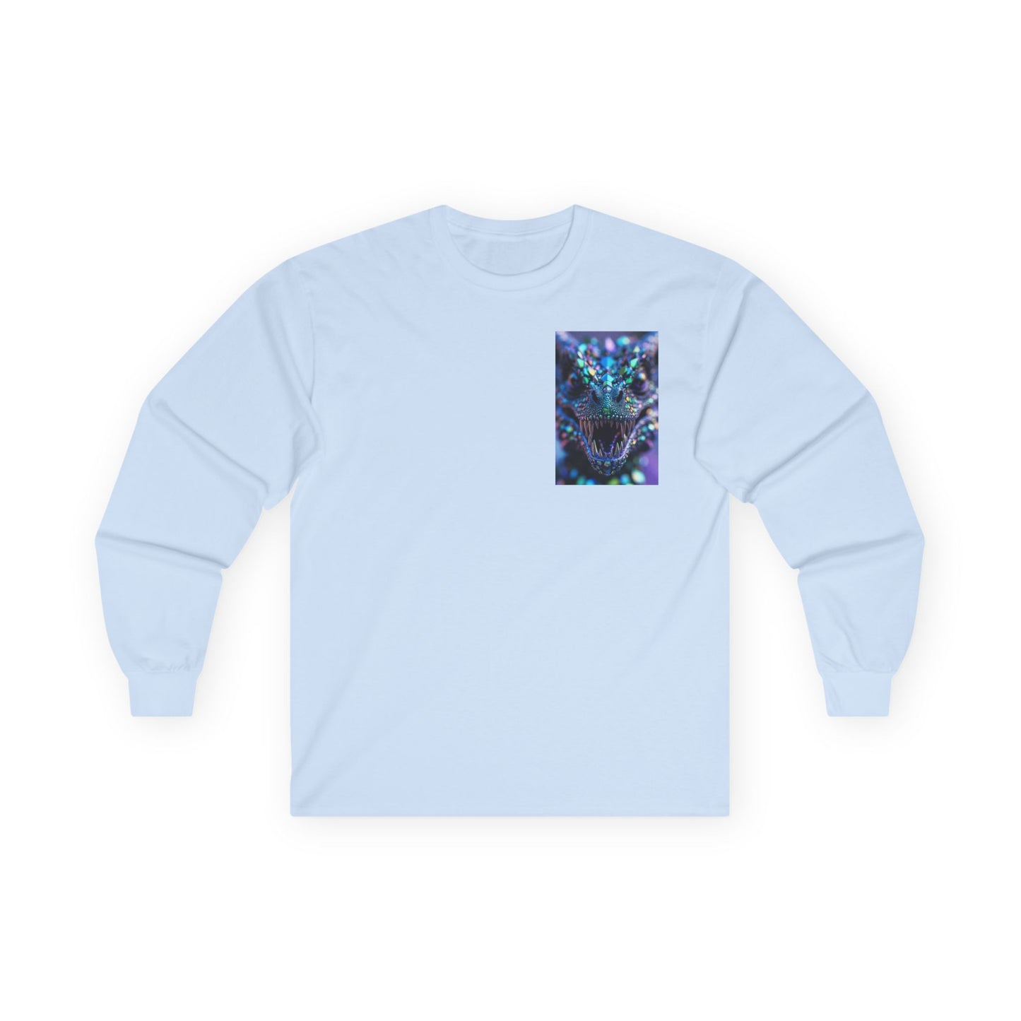 Long Sleeve Tee — Cosmic DRAGON Chest Print | Mystical Galaxy Animal Shirt