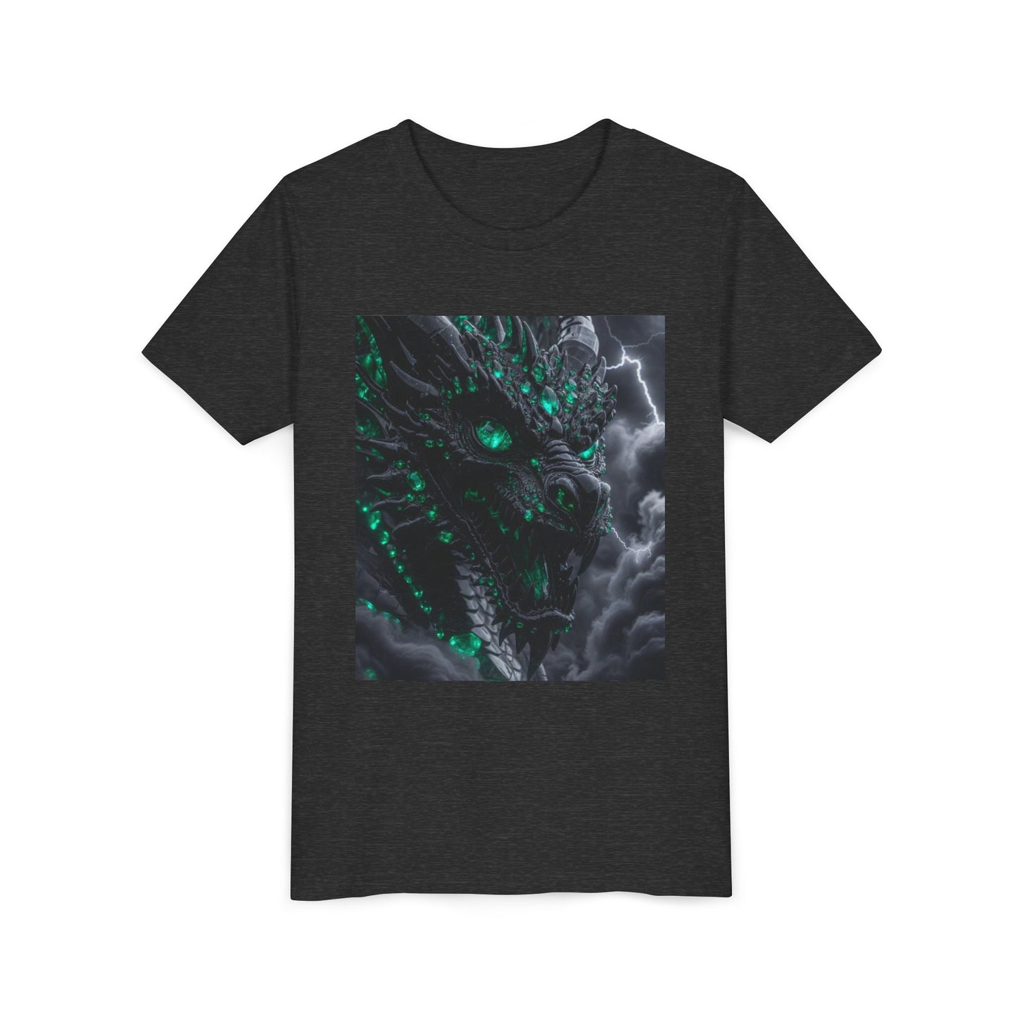 A Top selling Dragon Storm Youth Tee — Neon Green Dragon Illustration Graphic T-Shirt