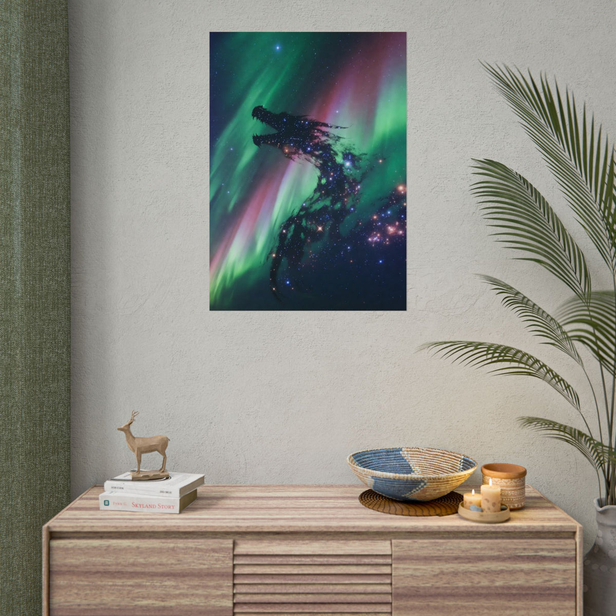 Aurora Dragon Poster — Cosmic Northern Lights Wall Art (Rolled Poster)