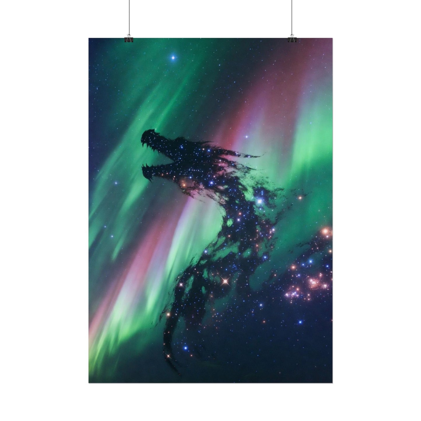 Aurora Dragon Poster — Cosmic Northern Lights Wall Art (Rolled Poster)