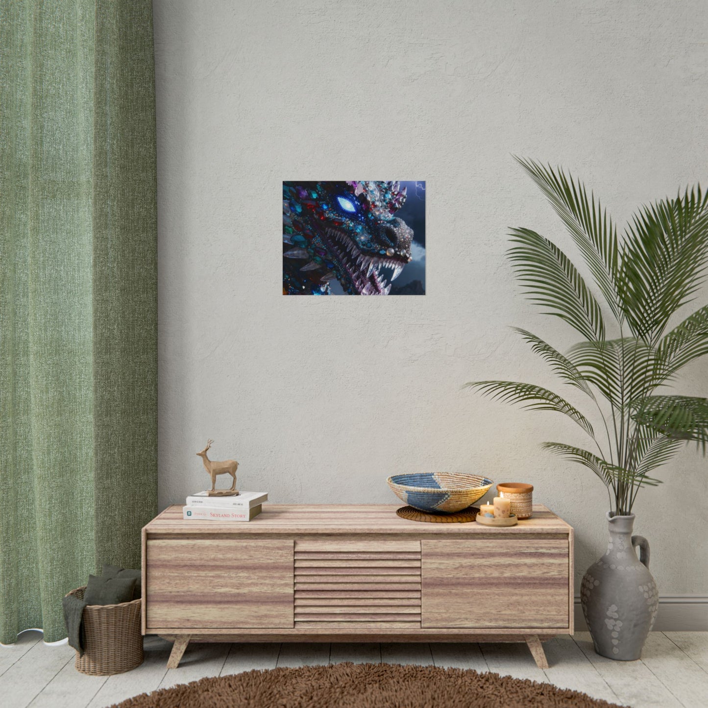 Dragon Crystal Poster — Fantasy Gem-Encrusted Dragon Wall Art (Rolled Poster)
