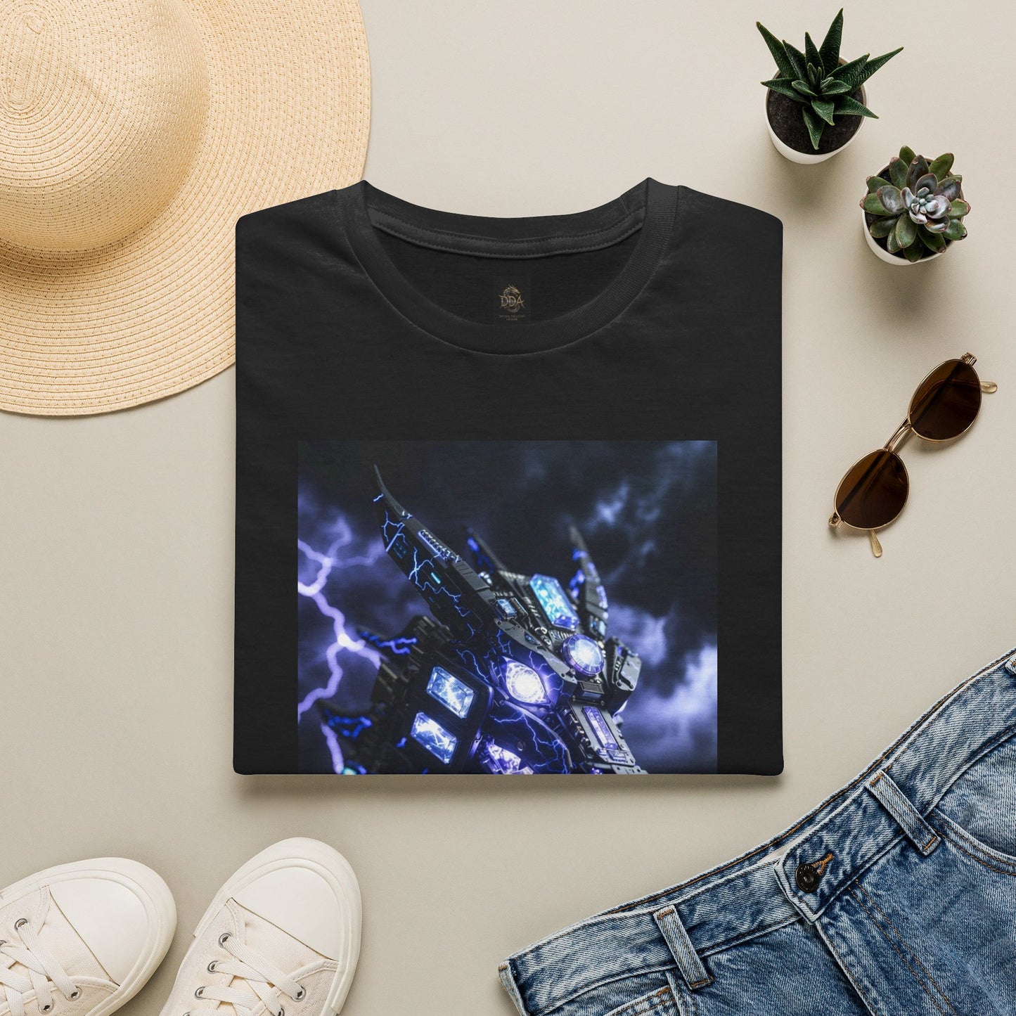 A Dragon Mech Lightning T-Shirt — Cyber Dragon Graphic Tee