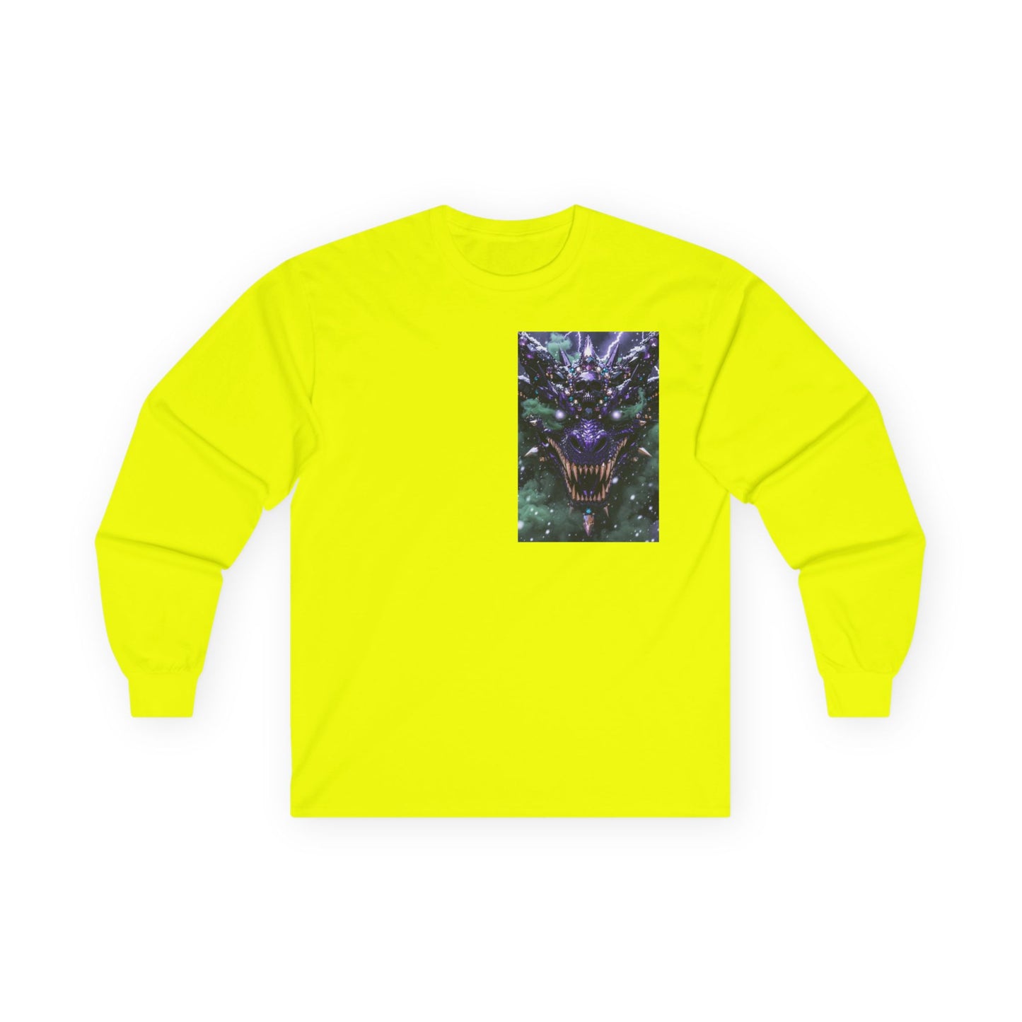 Dragon Skull Face Long Sleeve Tee — Dark Fantasy Chest Graphic