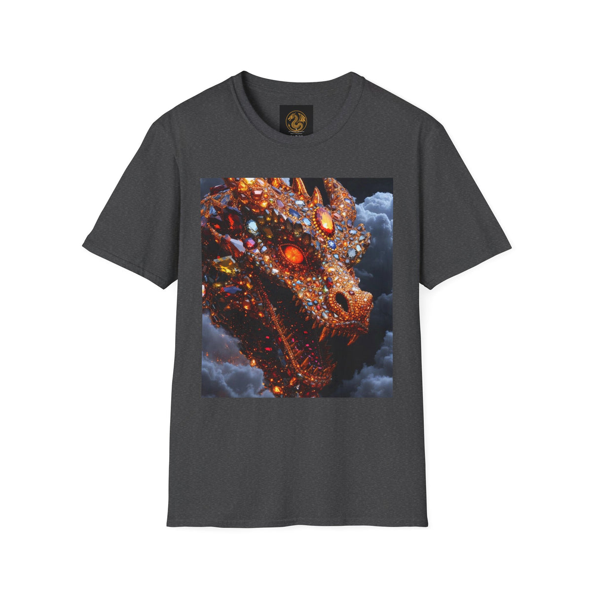 A Gemstone Dragon Head Graphic T-Shirt — Fiery Fantasy Scaly Creature Design