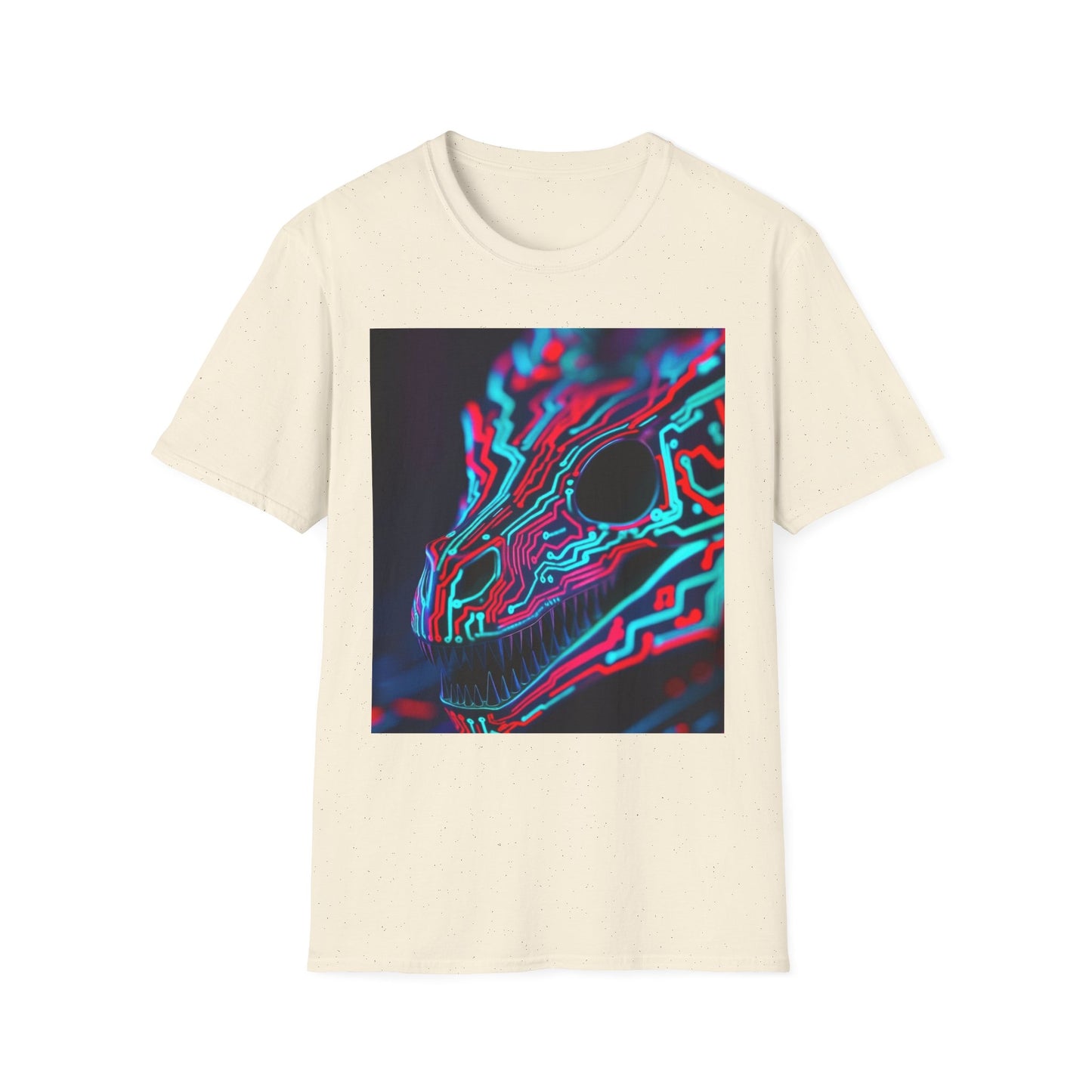 Neon Cyber Skull T-Shirt — Vaporwave Glitch Art Tee