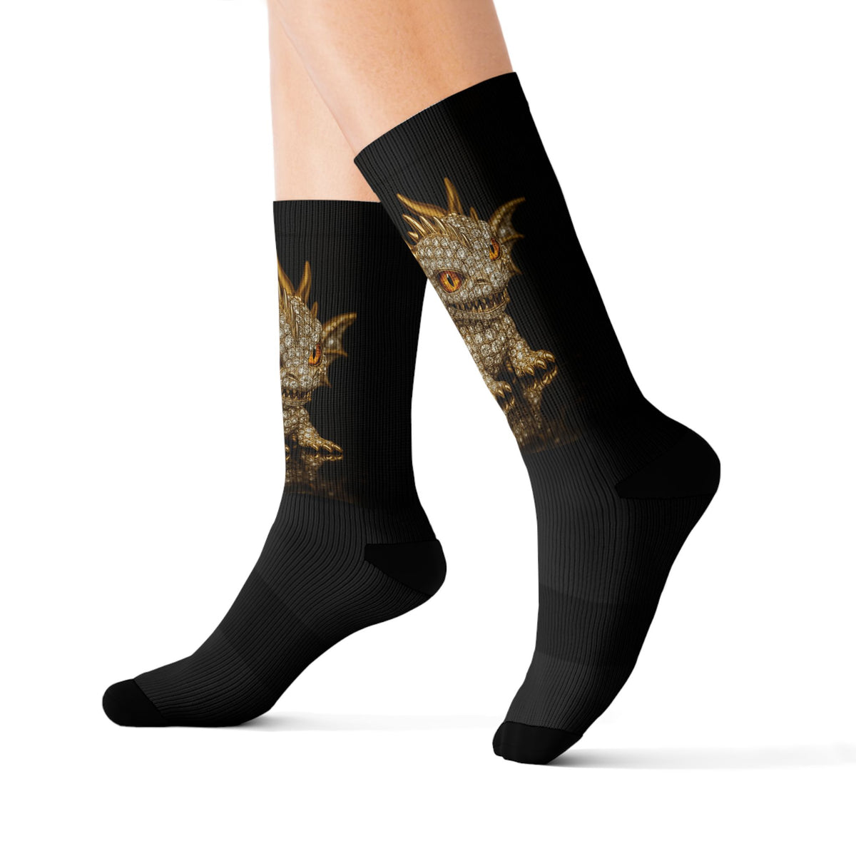 A Diamond Dragon-Inspired Sublimation Socks | Unique Gift for Fantasy Lovers, Cozy Wear, Colorful Design, Trendy Accessories, Perfect for Holidays