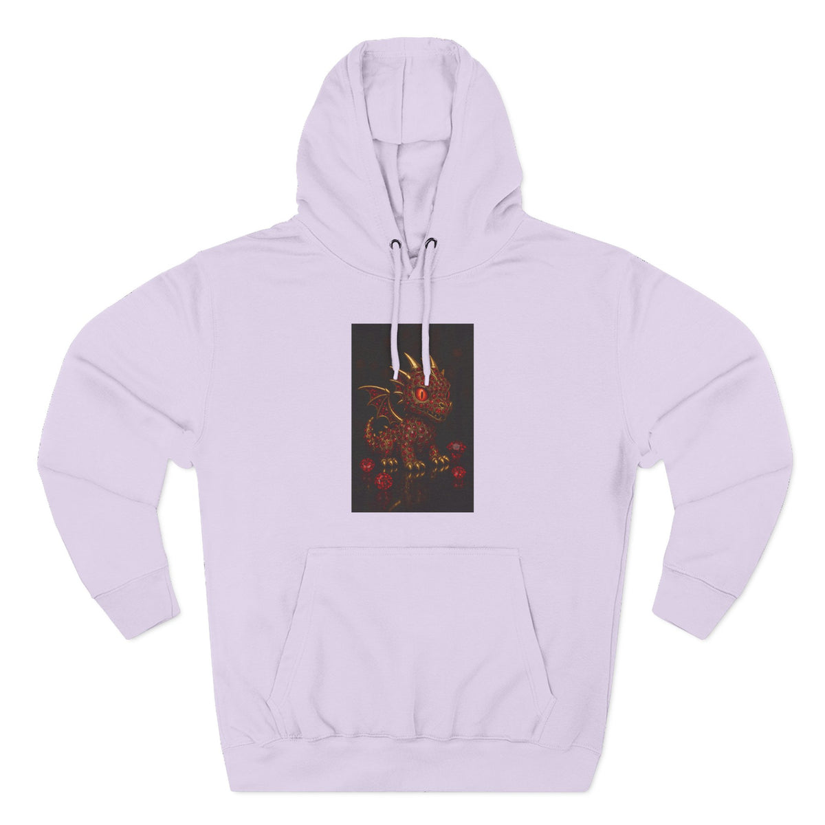 A RUBY RED Dragon Swirl Fleece Hoodie - Three-Panel Design for Fantasy Lovers
