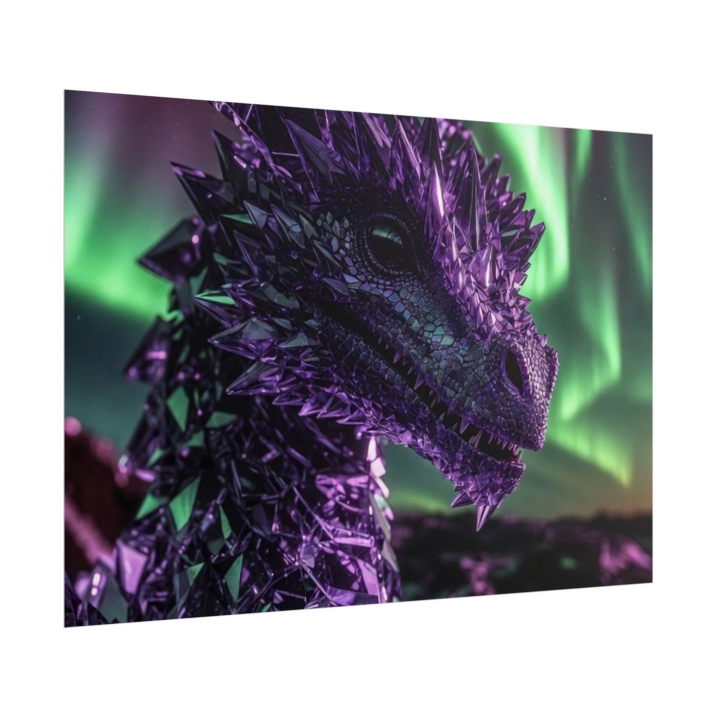 Aurora Dragon Rolled Poster — Purple Crystal Dragon Wall Art