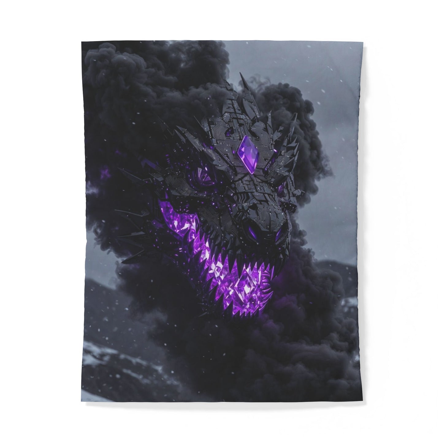 Dragon Smoke Duvet Cover — Dark Fantasy Purple Dragon Face Bedding