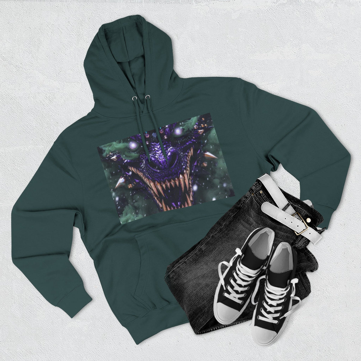 A Mystic Cosmic 🐉 Hoodie — Astral Galaxy Cat Chest Print Fleece Hoodie