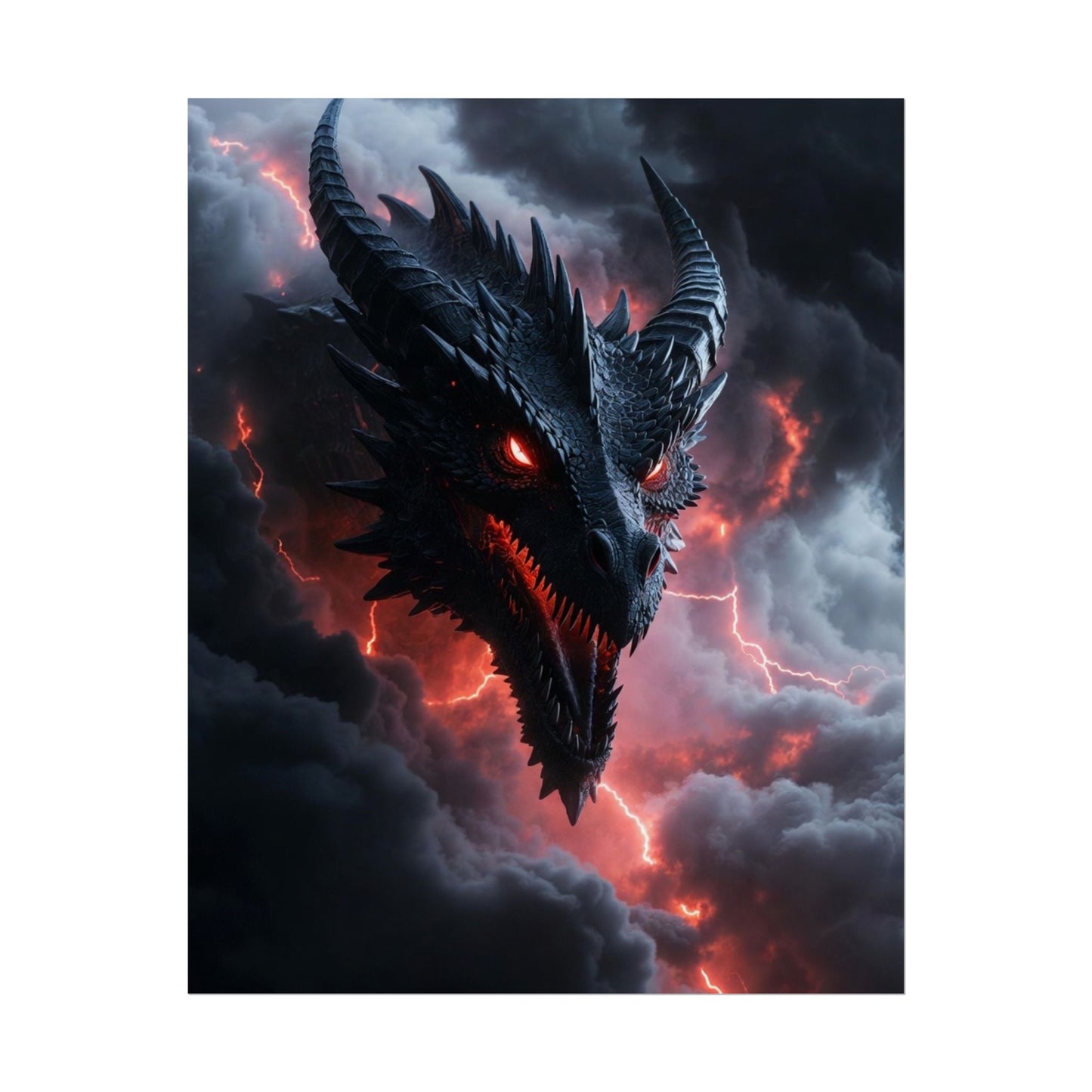 Dragon Storm Rolled Poster — Dark Fantasy Dragon Wall Art