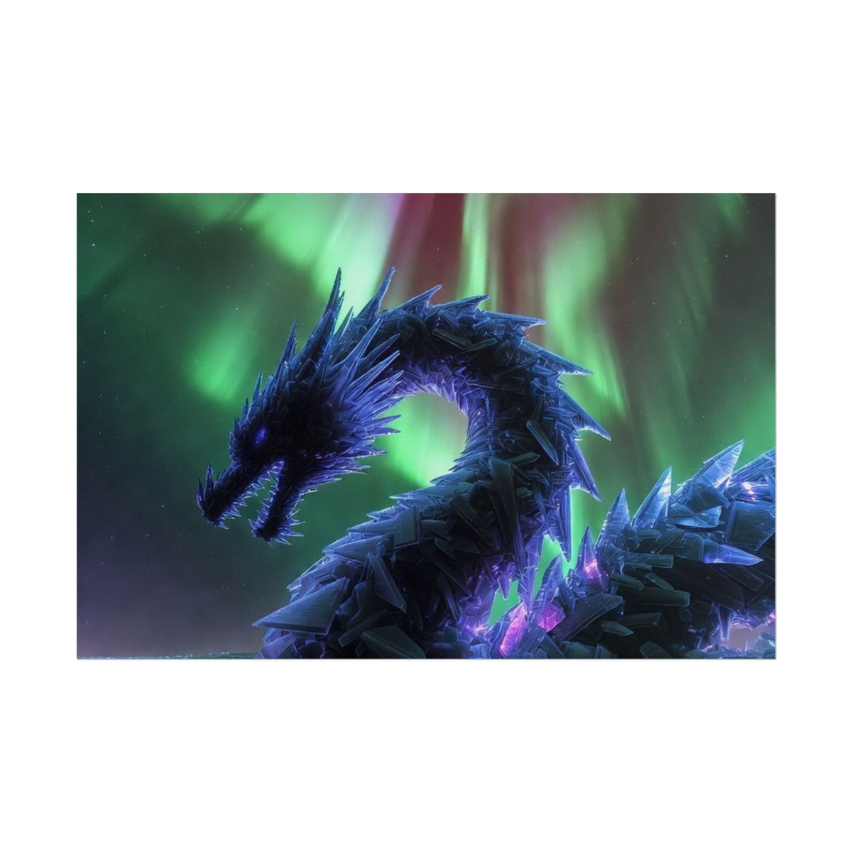 Aurora Crystal Dragon Poster — Fantasy Wall Art Print