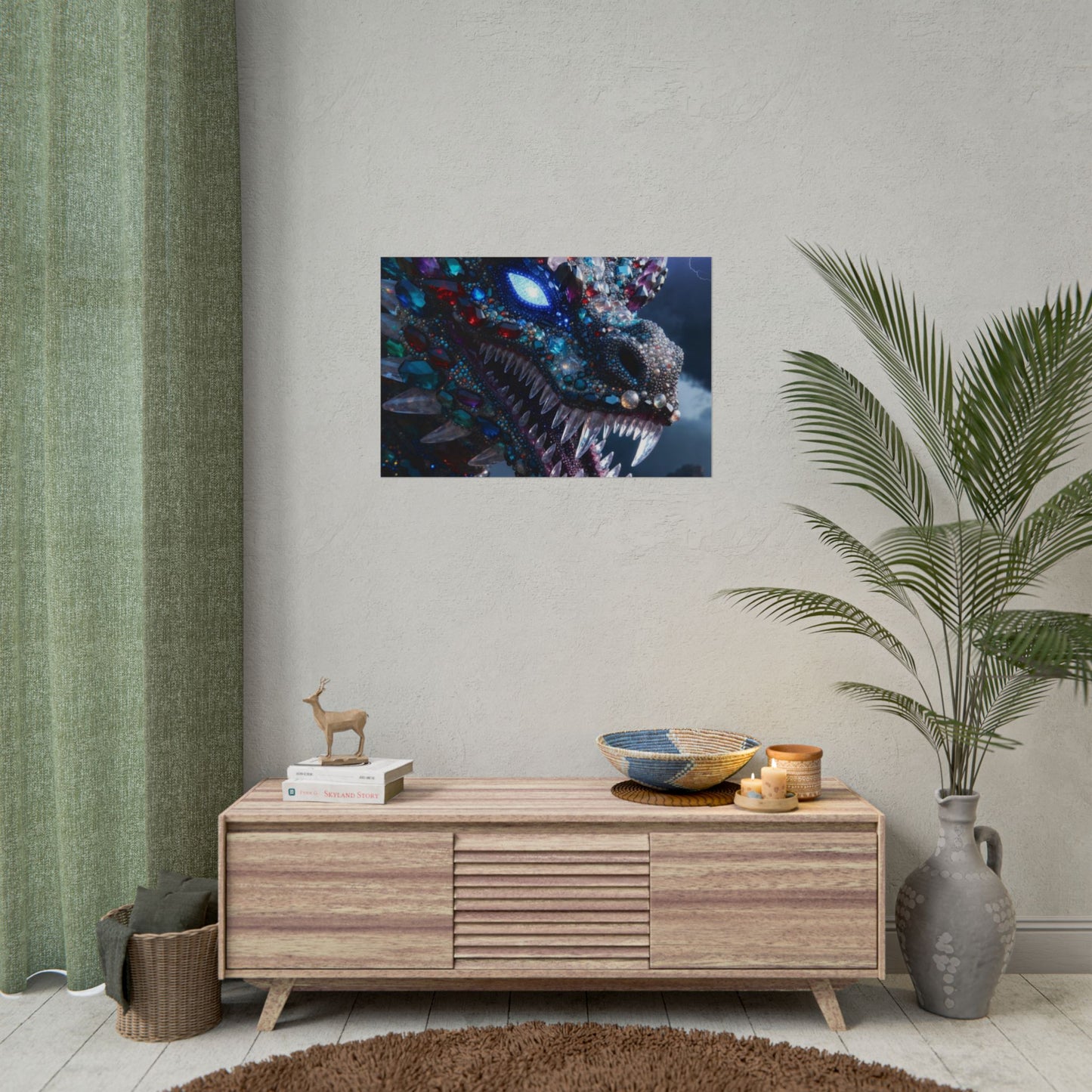 Dragon Crystal Poster — Fantasy Gem-Encrusted Dragon Wall Art (Rolled Poster)