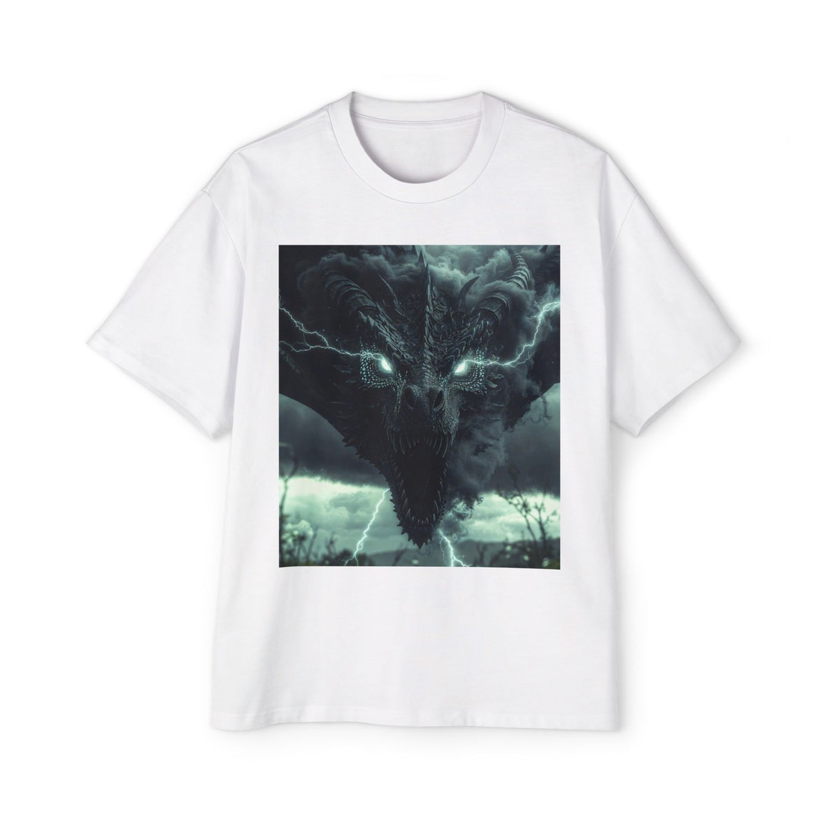 A Storm Dragon Graphic Tee — Dark Fantasy Oversized Men's T-Shirt