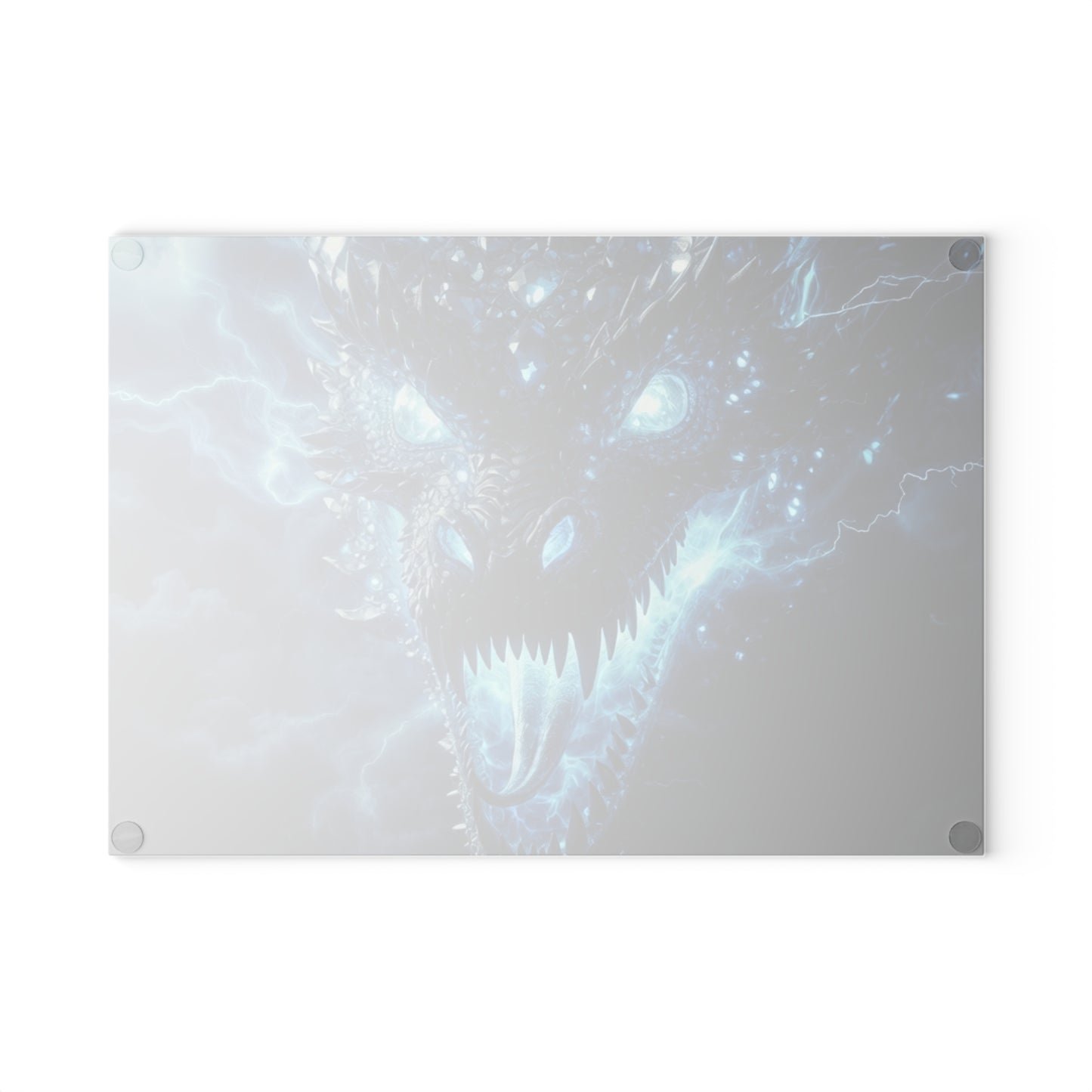 Glass Cutting Board — Electric Blue Dragon Design