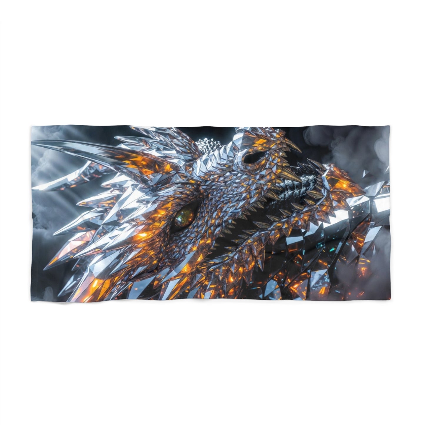 Dragon Scales Beach Towel — Metallic Crystal Dragon Art
