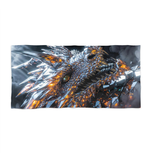 Dragon Scales Beach Towel — Metallic Crystal Dragon Art
