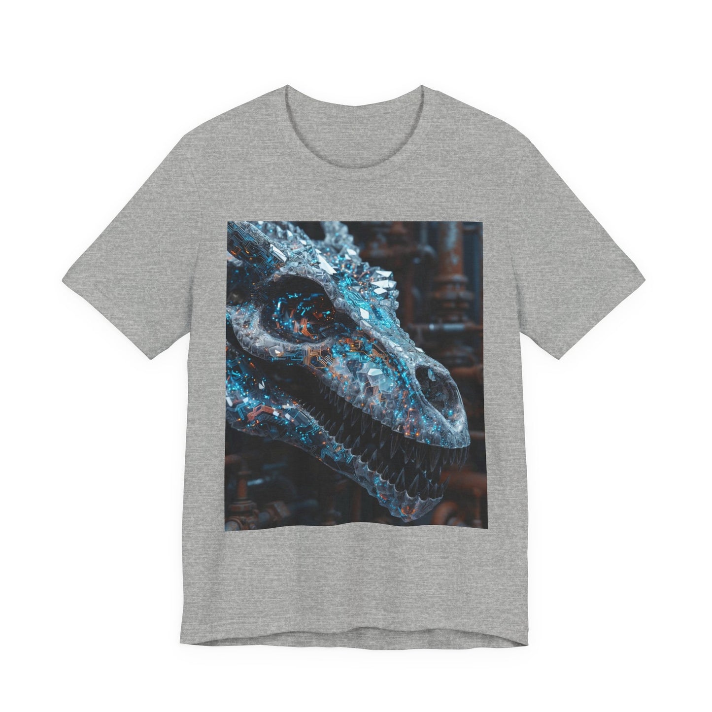 Dragon Skull Graphic Tee — Iridescent Fossil Art T-Shirt