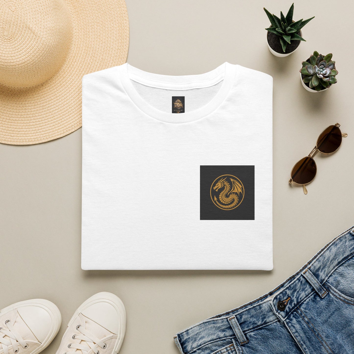 A # 1 Selling Divine Dragon Armor Pocket T-Shirt — Vintage Gold Emblem Tee