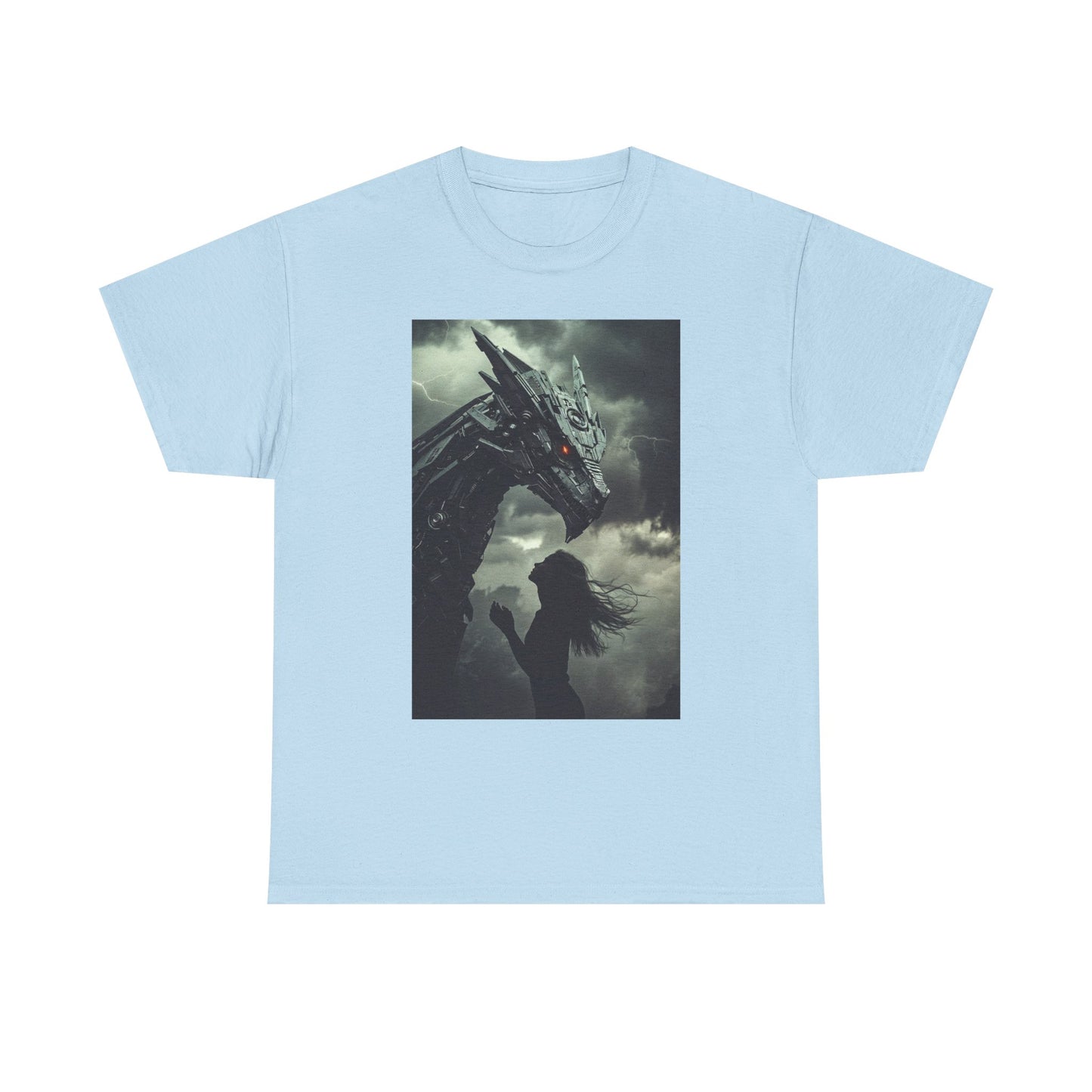 Dragon & Girl Fantasy T-Shirt — Dark Mythical Art Tee