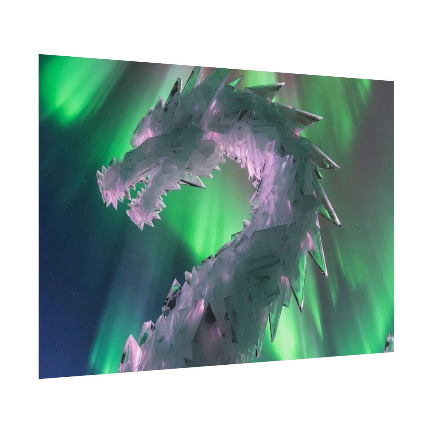 Aurora Ice Dragon Poster — Fantasy Wall Art Rolled Poster