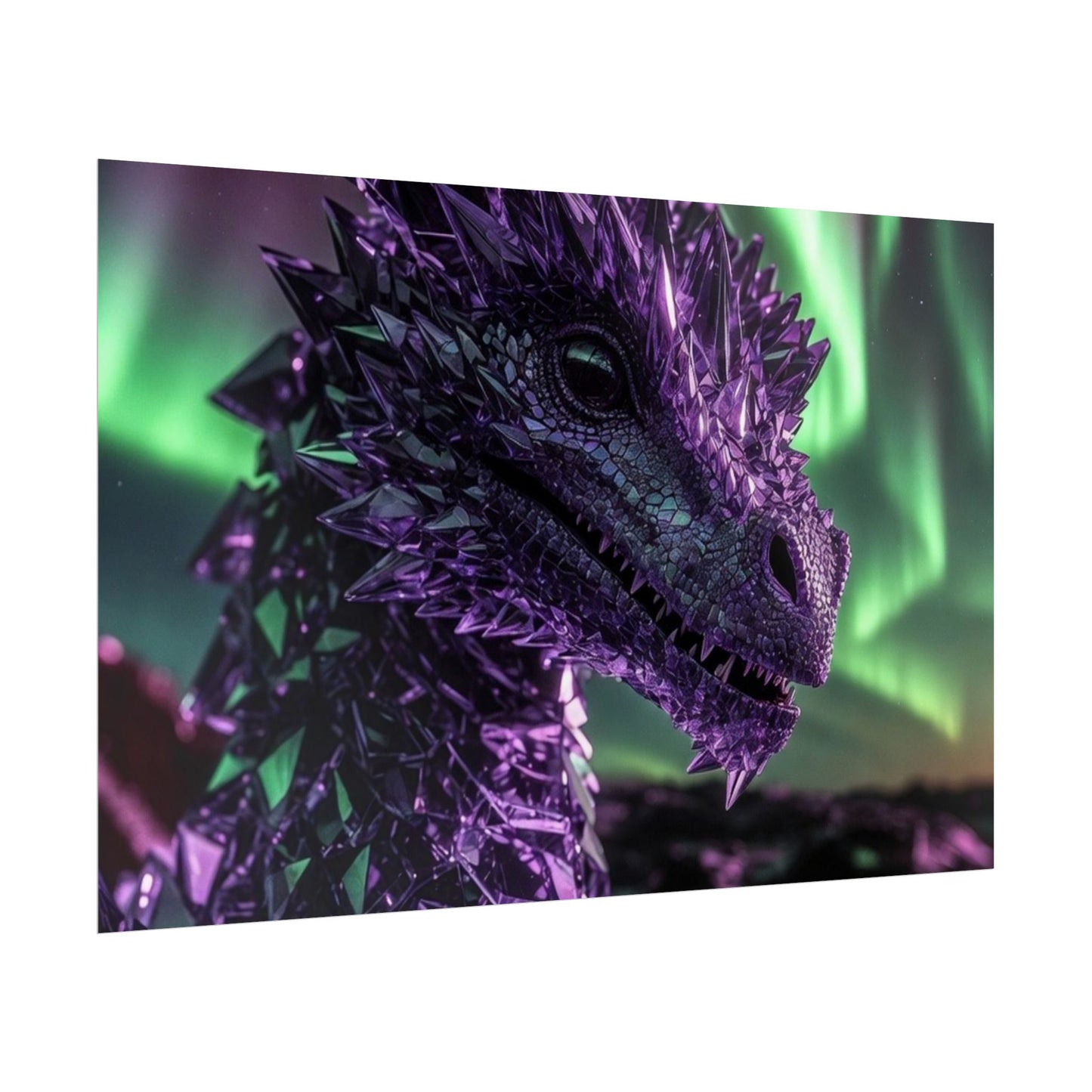Aurora Dragon Rolled Poster — Purple Crystal Dragon Wall Art