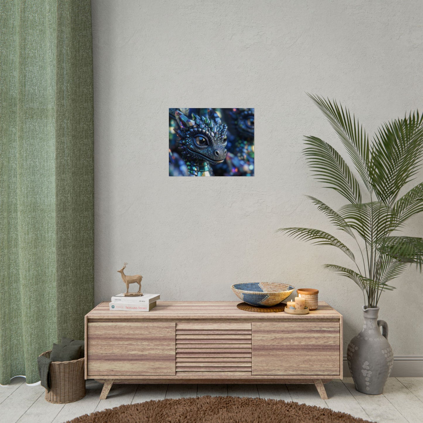 Crystal Dragon Rolled Poster — Fantasy Wall Art Print