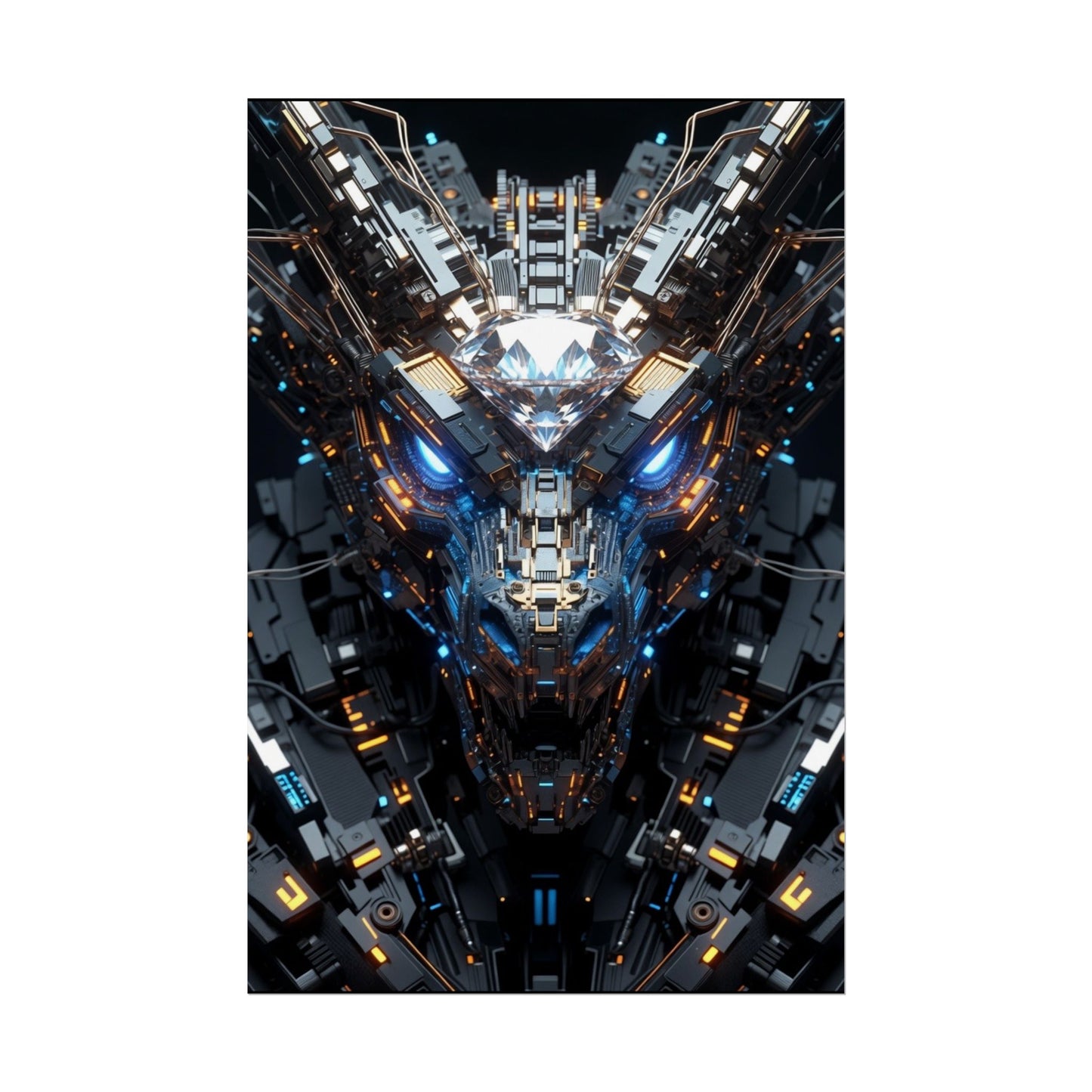 Futuristic Mech Dragon Poster – Cybernetic Robot Art Print
