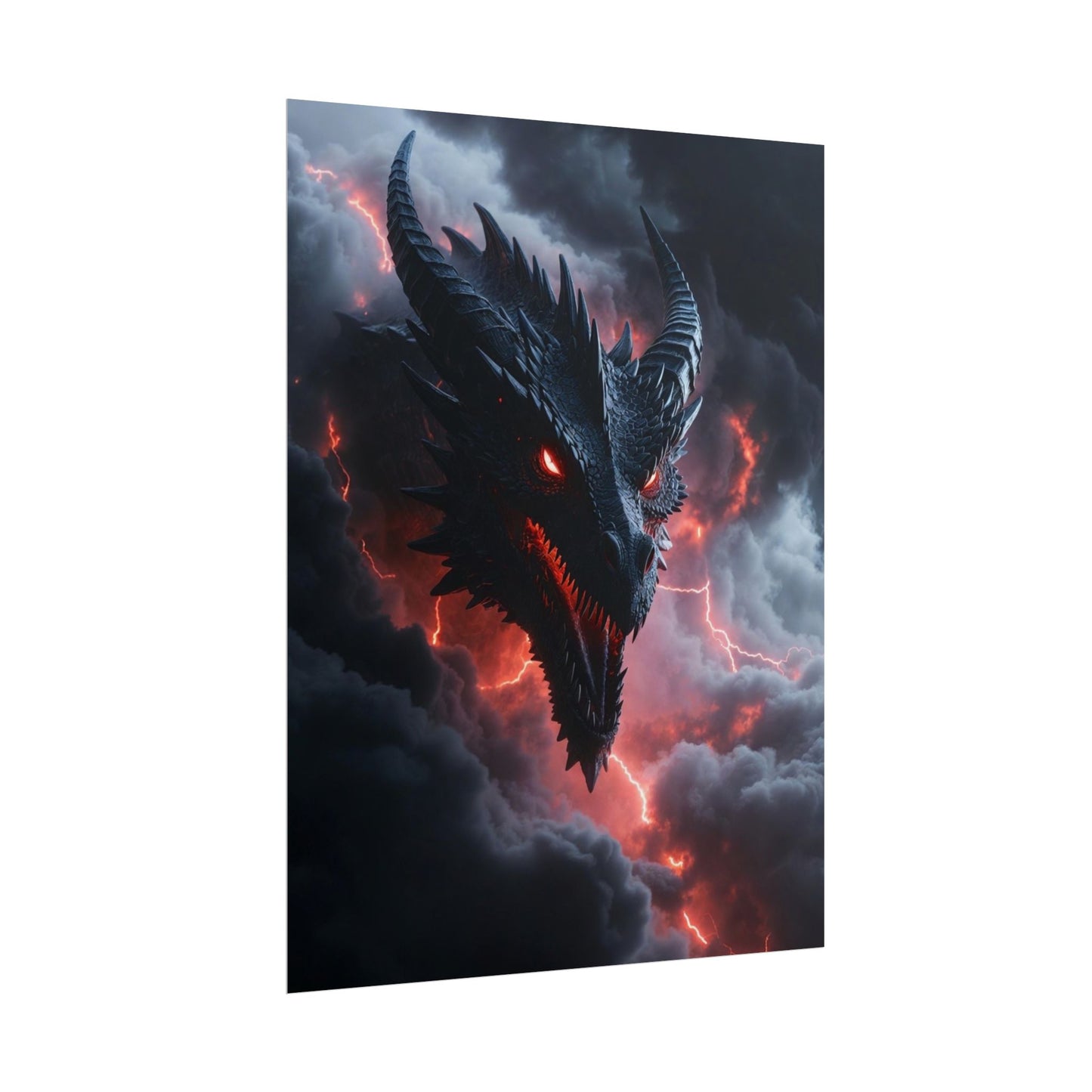 Dragon Storm Rolled Poster — Dark Fantasy Dragon Wall Art