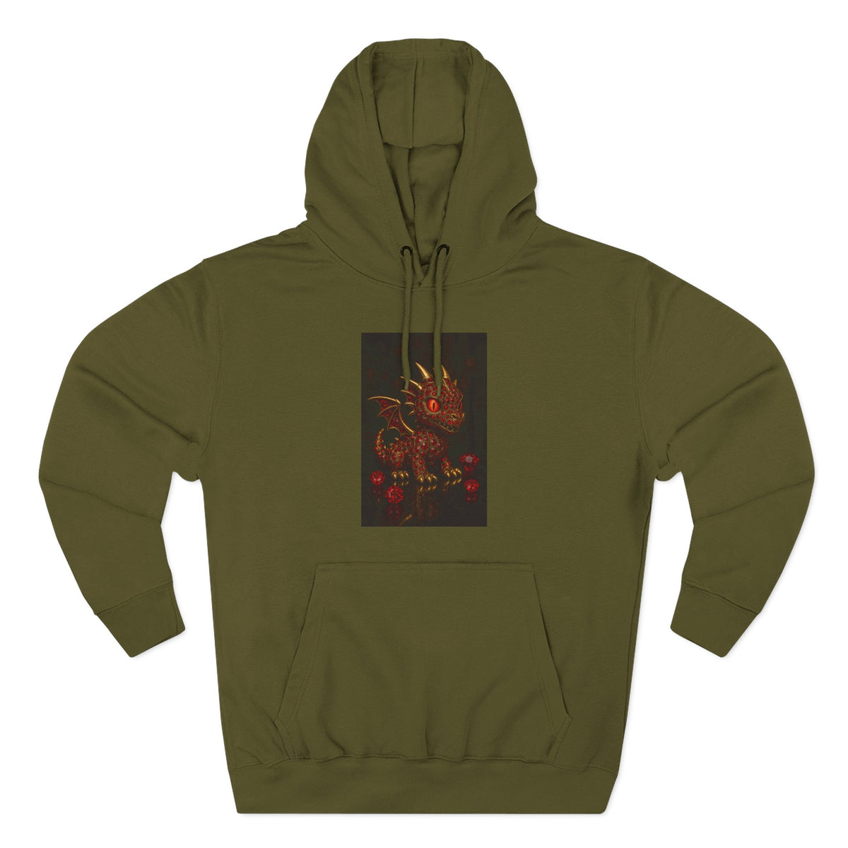 A RUBY RED Dragon Swirl Fleece Hoodie - Three-Panel Design for Fantasy Lovers