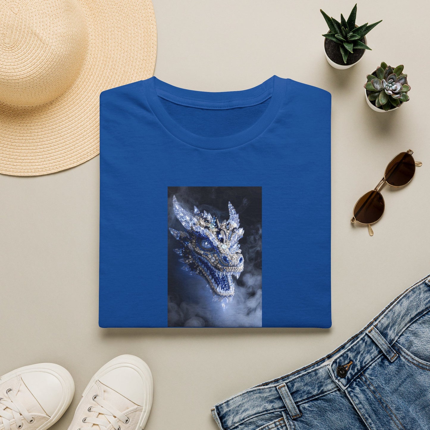 Dragon Portrait T-Shirt — Mystical Blue Dragon Art Tee