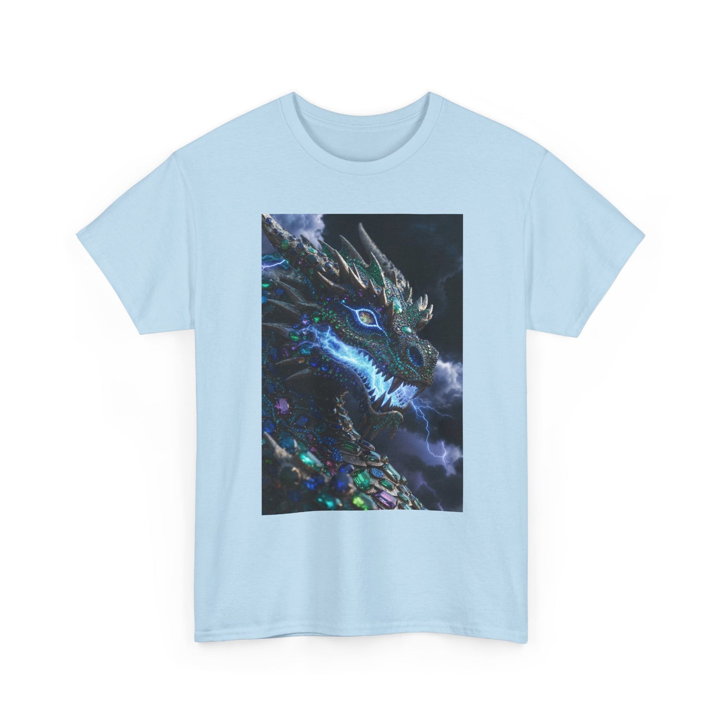 Dragon Portrait T‑Shirt — Neon Blue Fantasy Dragon Graphic Tee