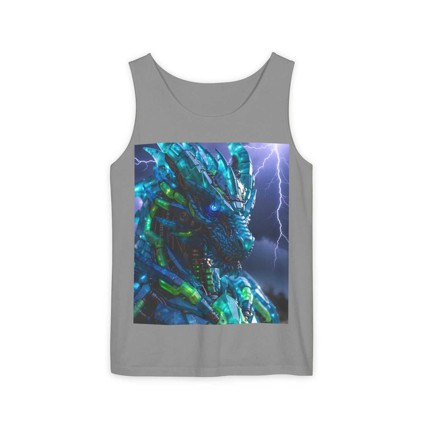 Dragon Warrior Tank Top — Neon Cyber Dragon Graphic Sleeveless Tee