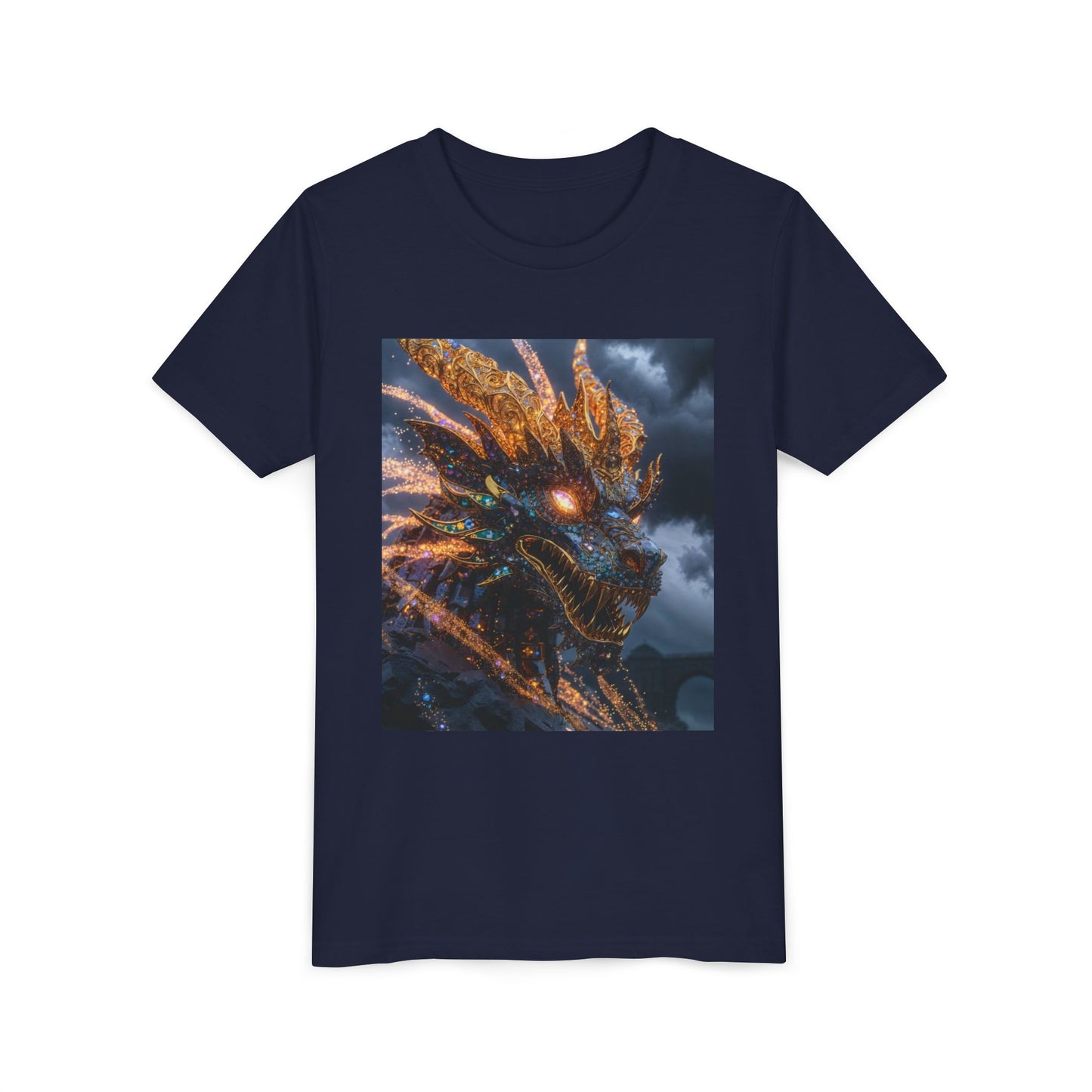 Youth Dragon Tee — Fiery Dragon Head Graphic Kids T‑Shirt